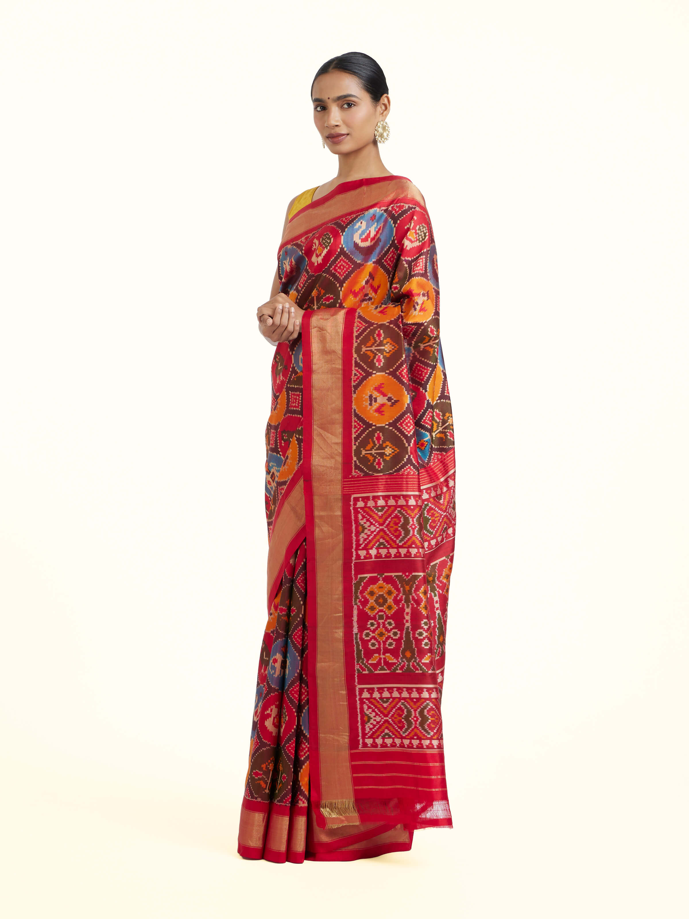 Red Pochampally Ikat Silk Saree