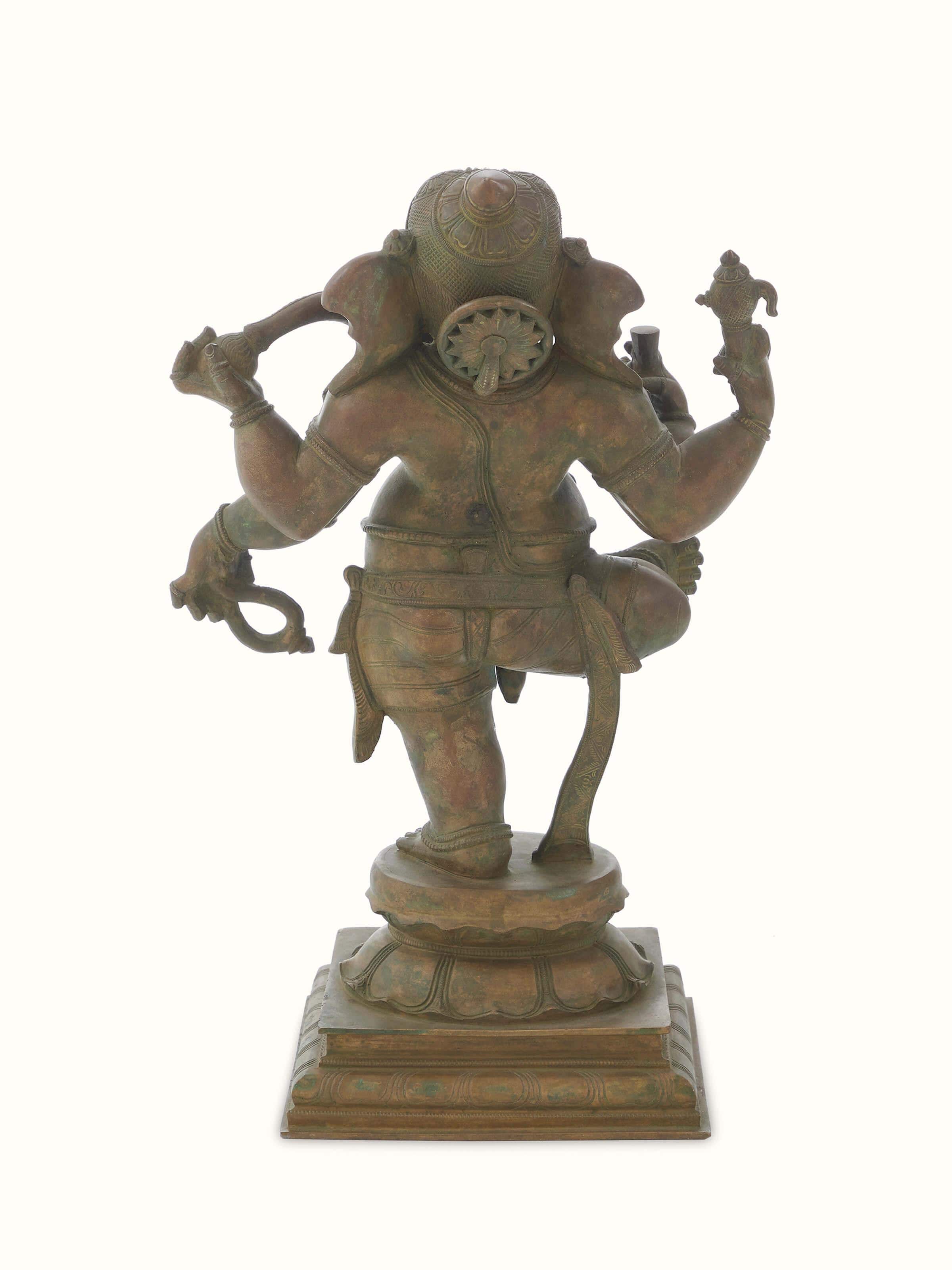Bottom view of Mystical Bronze Casting Ganesha Idol showcasing the solid base and intricate bronze detailing.