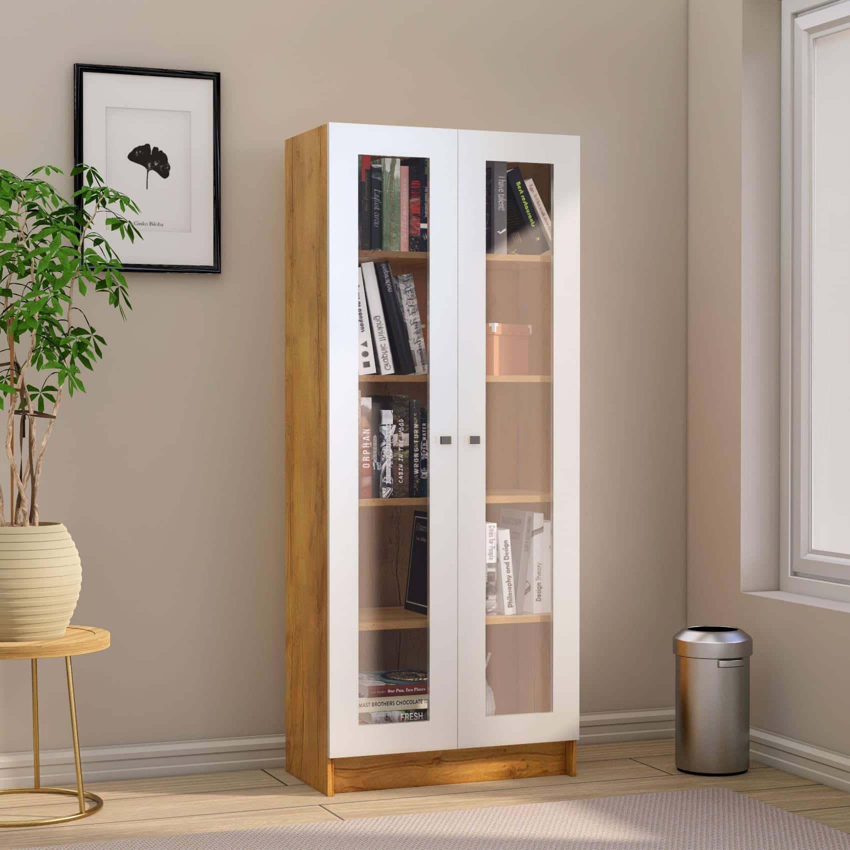 Hexa Multipurpose Storage Rack in Giant Wood and Frosty White - HexaRed