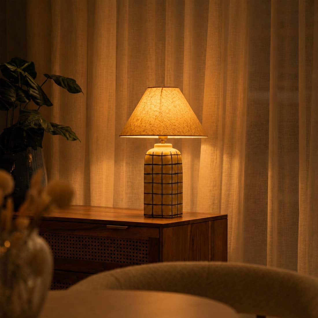 Sorrento Handicrafted Table Lamp in Black, blue and white Colour - Orange Tree