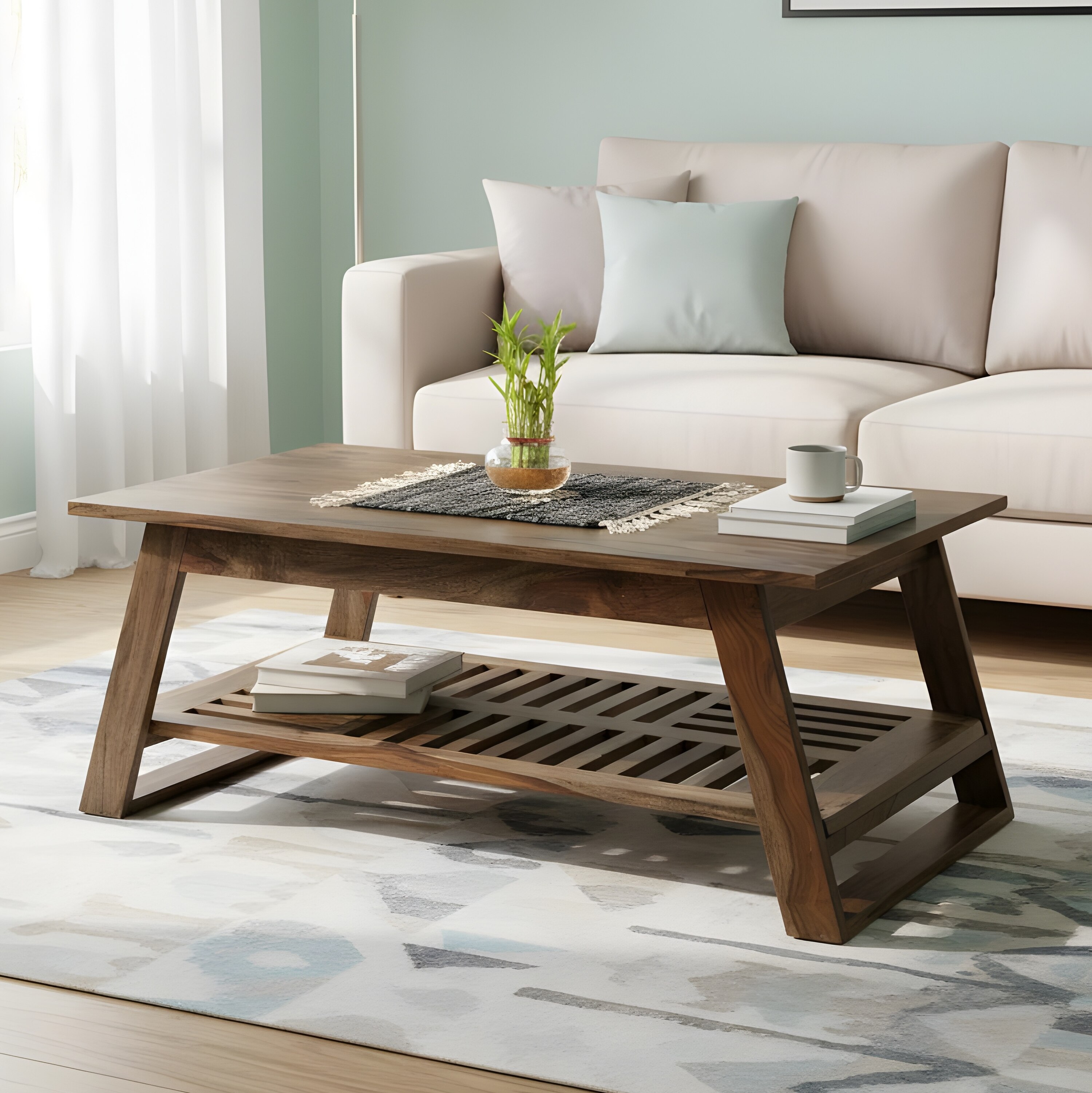Alison Sheesham Wood Coffee Table In Teak Finish