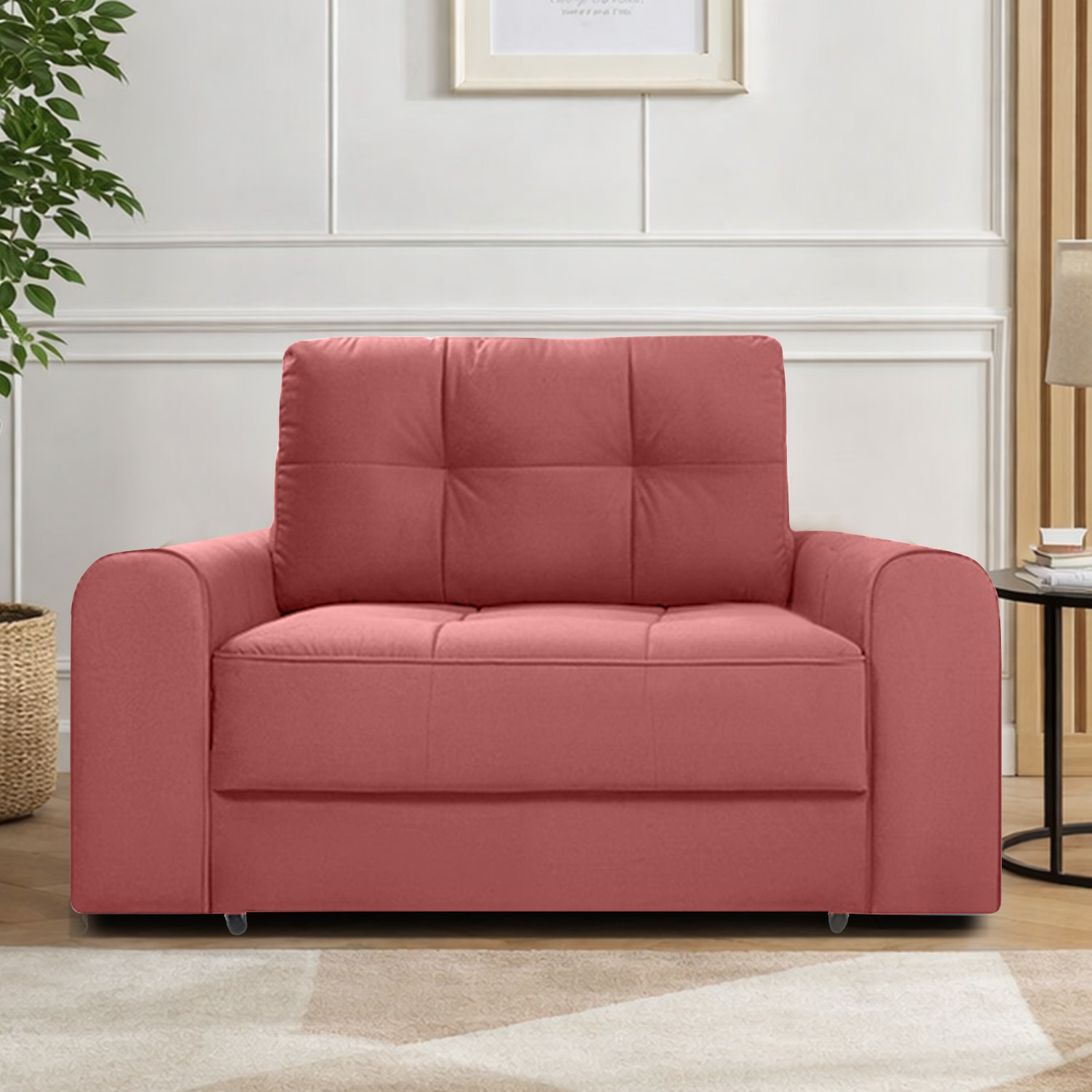 Calliro Pull Out Sofa cum Bed in Peach Colour