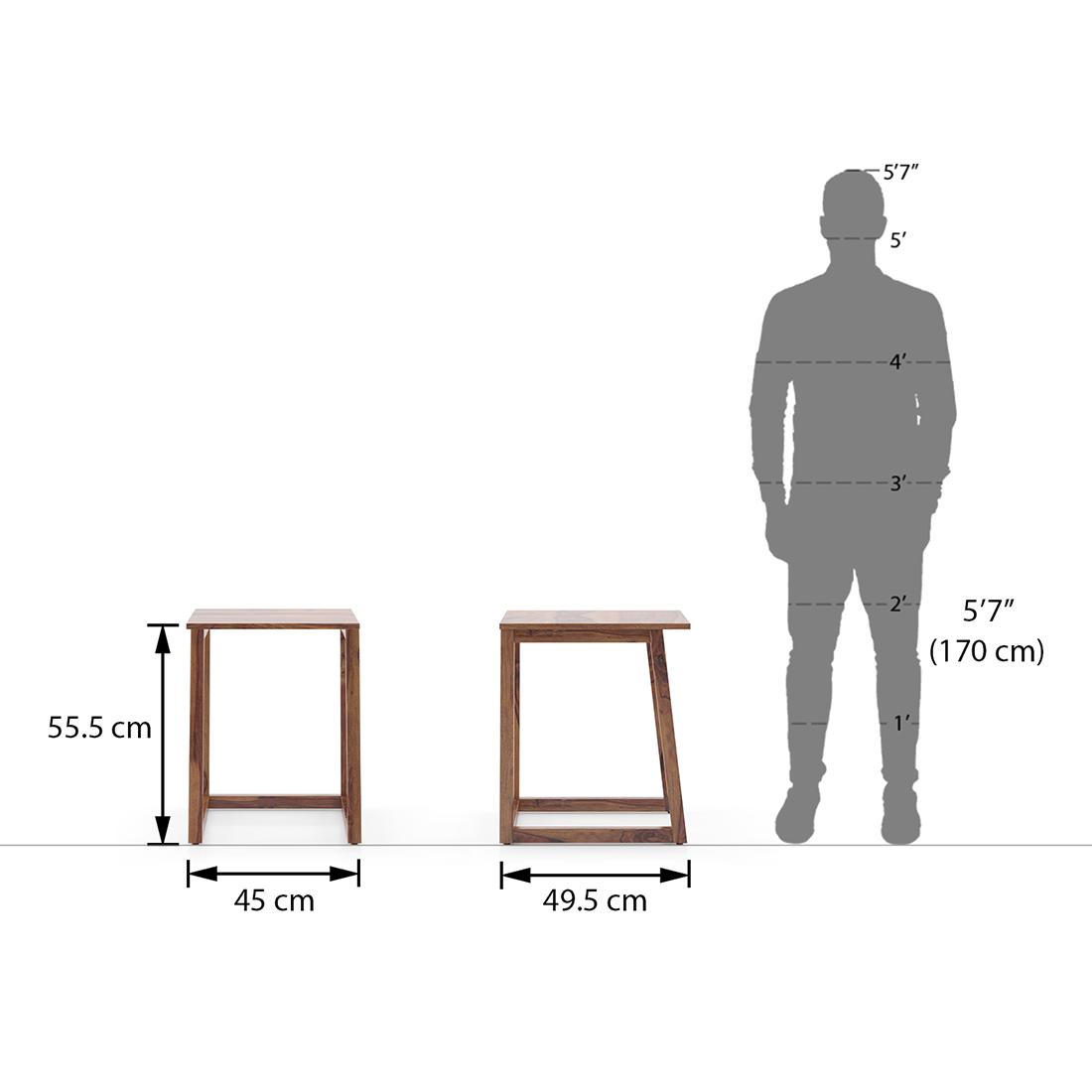 Silvino Solid Wood Nested Side Table in Teak Finish
