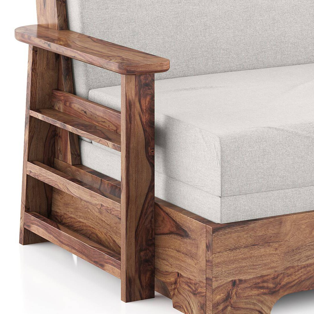 Mahim Compact 3 Seater Sofa cum Bed in Vapour Gery Colour With Storage