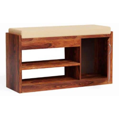 Zenith Solid Wood Shoe Rack in Teak Finish