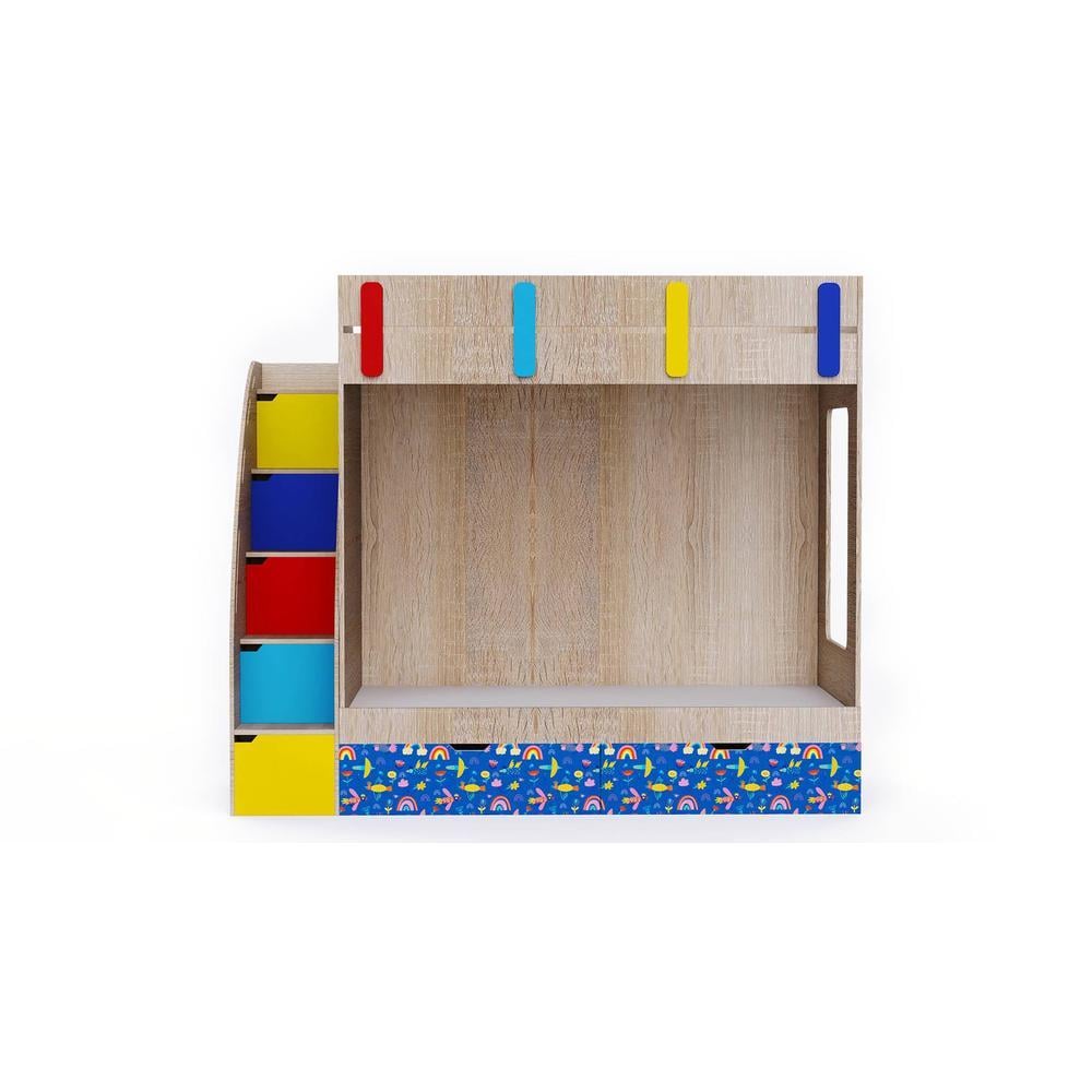 Pinwheels Bunk Bed with Storage in Oak Colour BKBB045