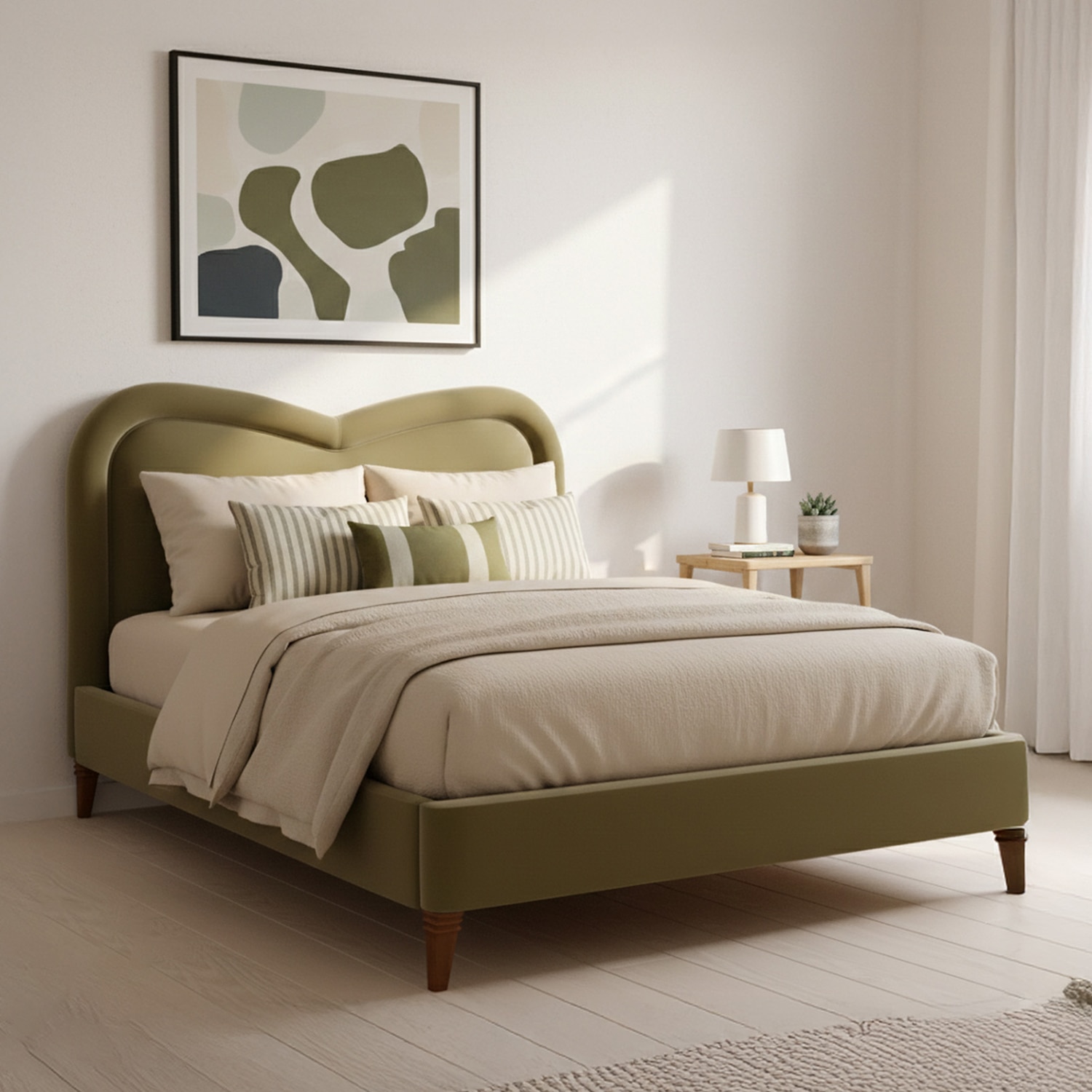 Elaris Curve Comfort King Size Bed Bed in velvet With Engineer Wood Frame & Hydraulic Storage - Nestroots