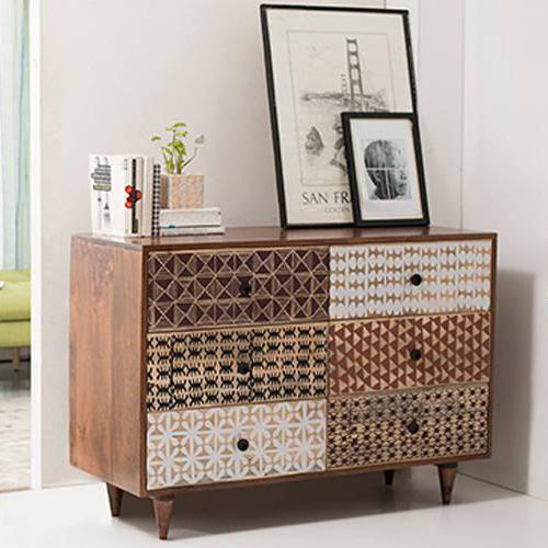 Emaada Solid Wood Chest of 6 Drawers in Teak Finish