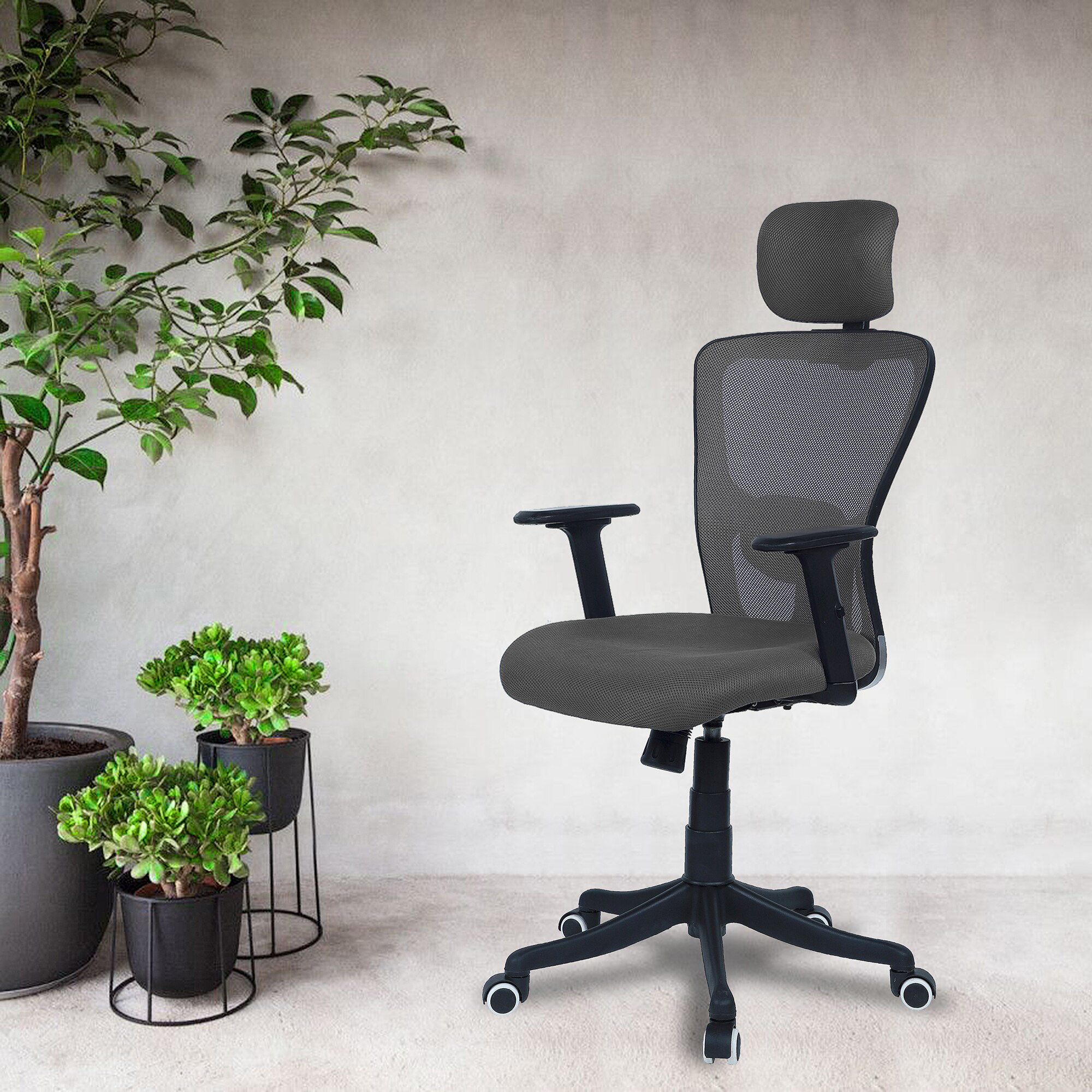 Dreaceo High Back Ergonomic Chair in Grey Colour
