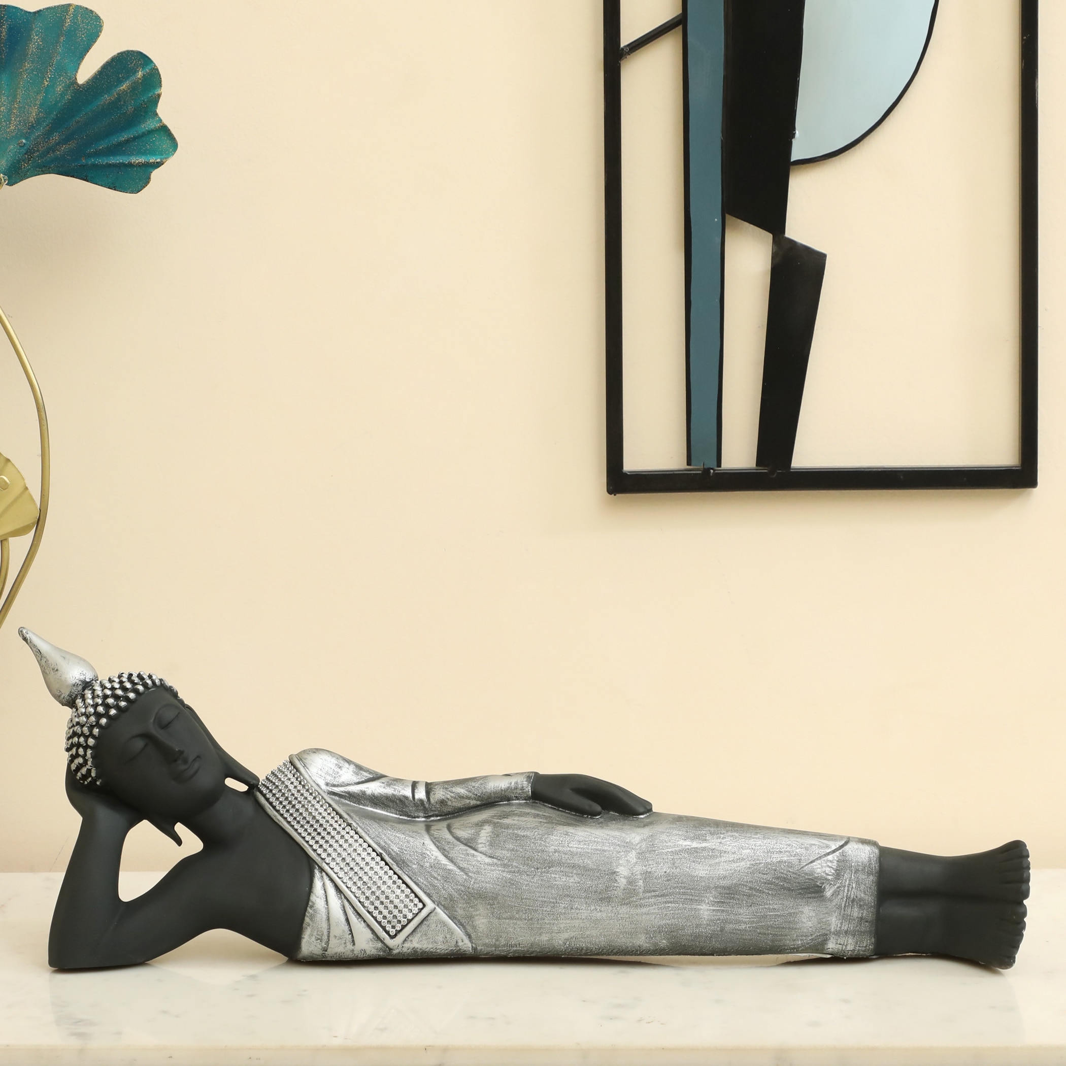 Aum Polyresin Figurine in Matte Black Colour - Vedas
