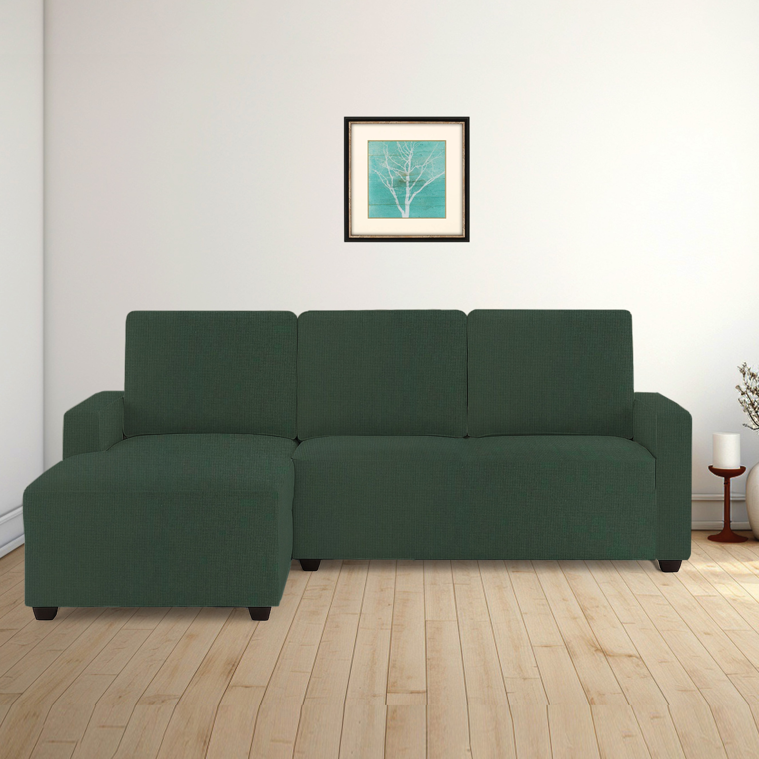 Left Aligned 2 Seater Left Aligned Chaise Olive Green Sofa Cover - SCM