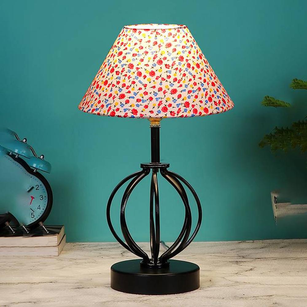 Fiona Multicolor cotton Table lamp with Iron Base - Devansh