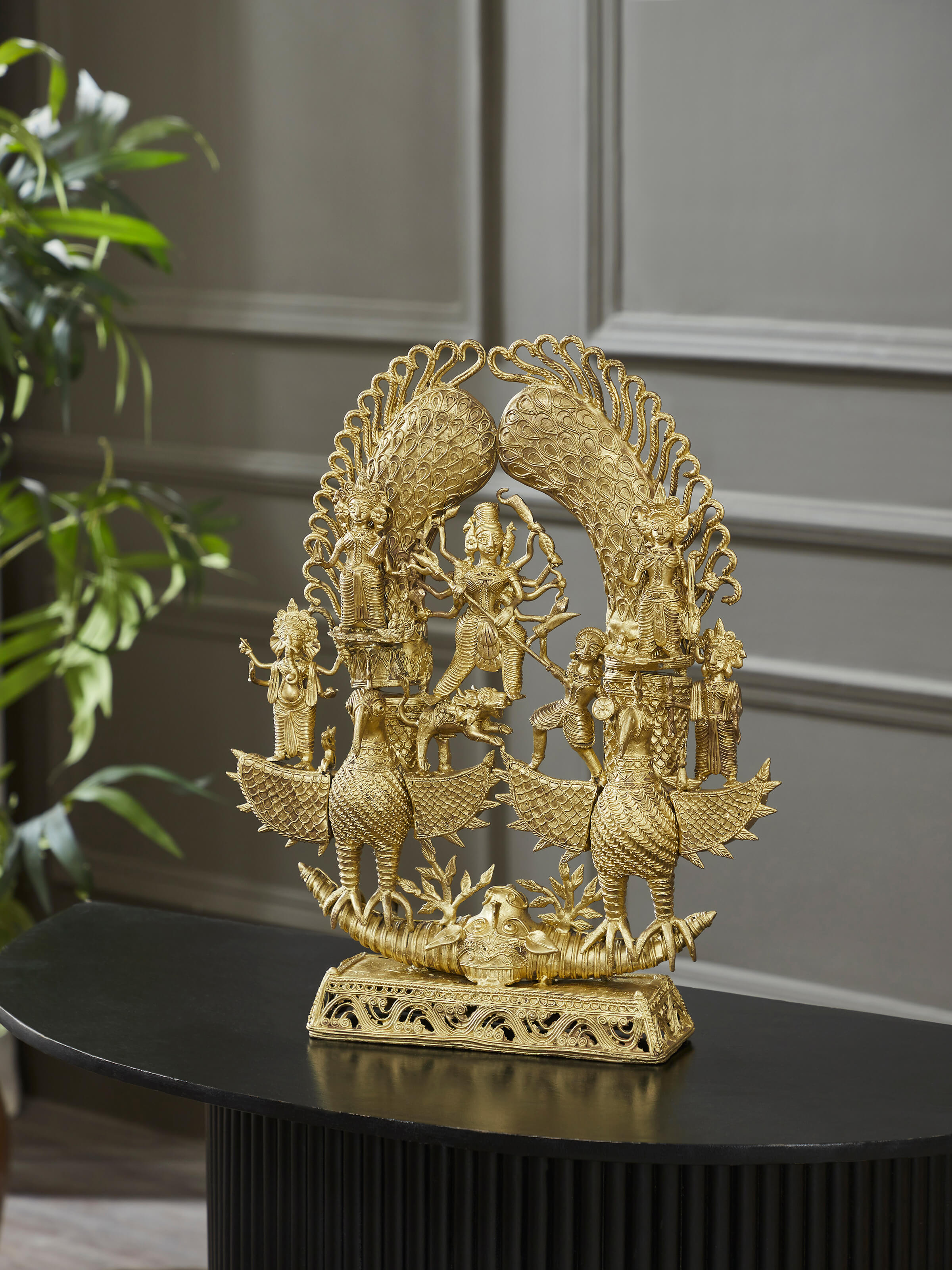 Lifestyle view of Dhokra Brass Devi On Birds Idol