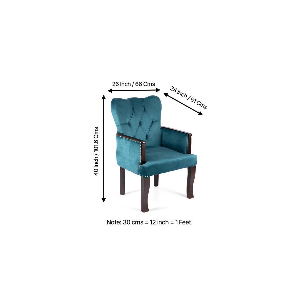 Arista Sheesham Wood Accent  Chair in Turquoise colour