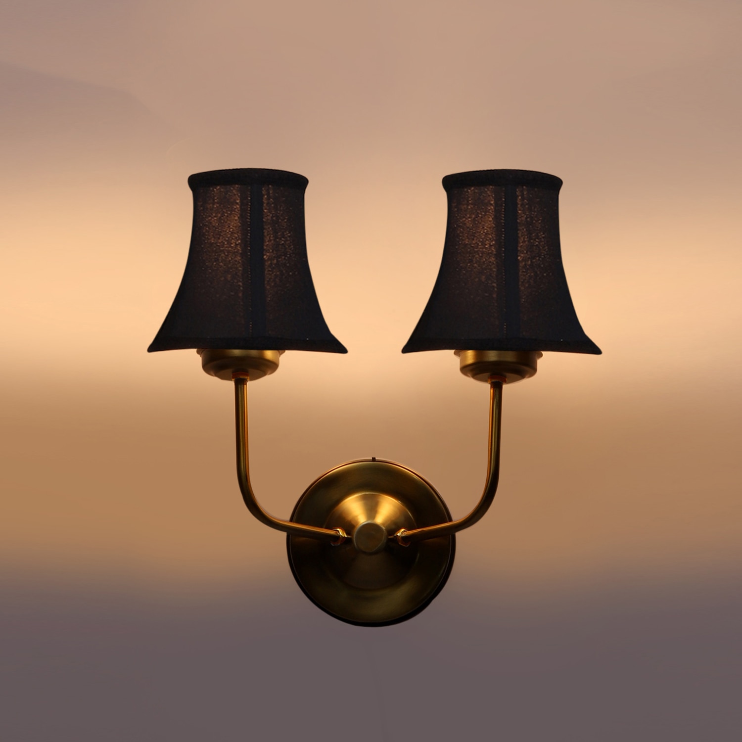 Devansh Dual Gold Metal  Wallmounted Lamp With Cotton Gold Metal  Shade