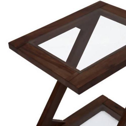 Zeta Solid Wood Side Table in Mahogany Finish