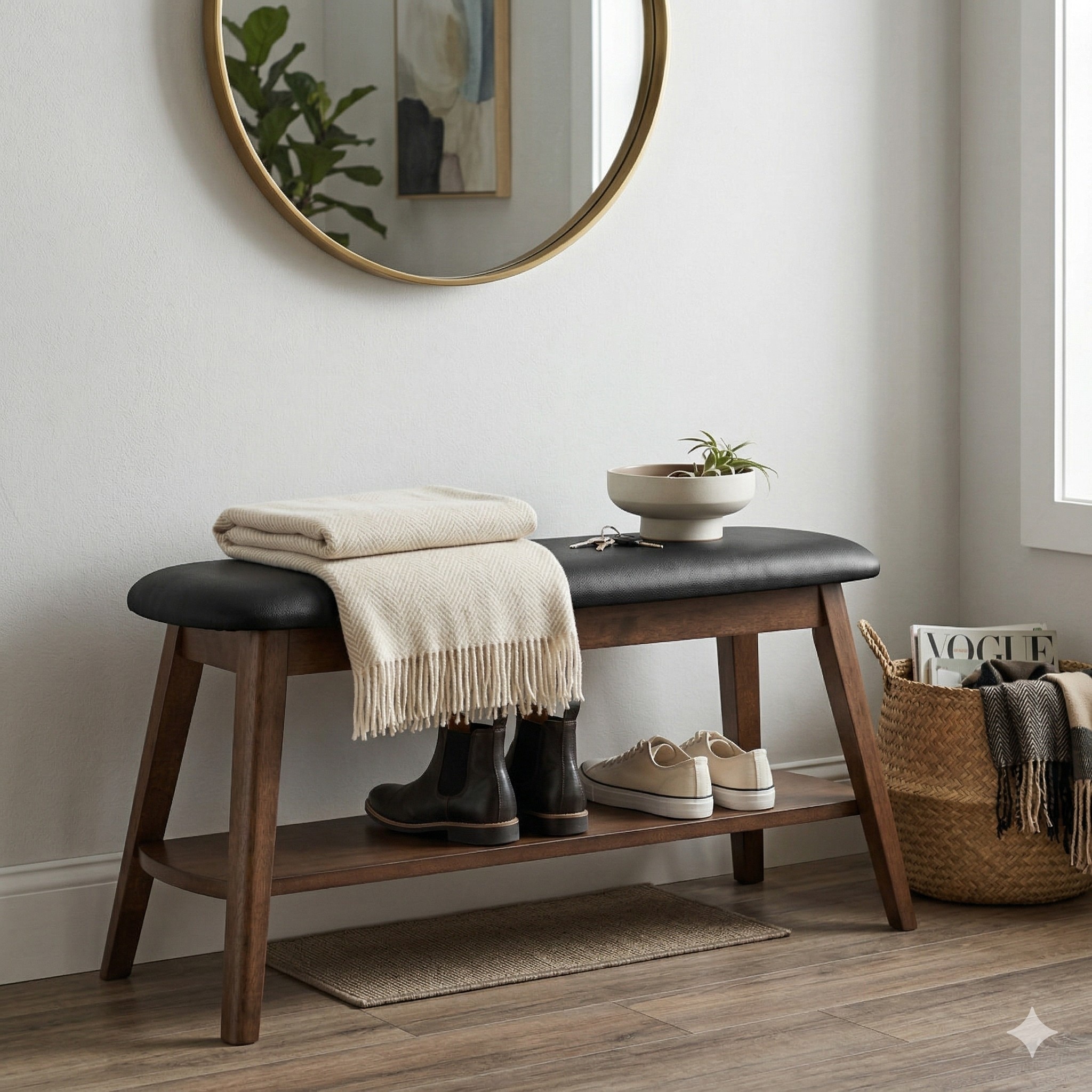 Scandinavian Ozel Bench Brown Cocoa Finish - Nestnordic
