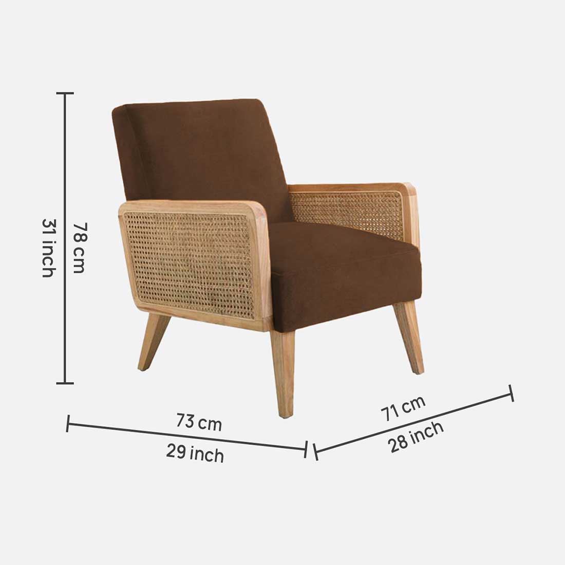 Evant Ratan Accent Chair in Brown Colour