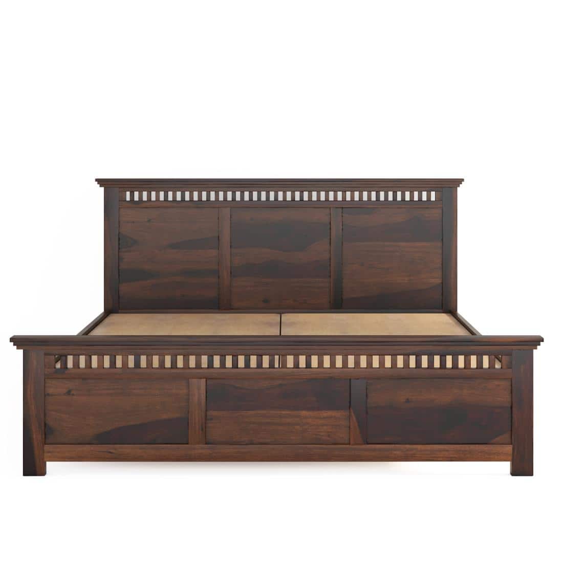 Madhvi Solid Wood King Size Bed Without Storage Bed In Provincial Teak Finish