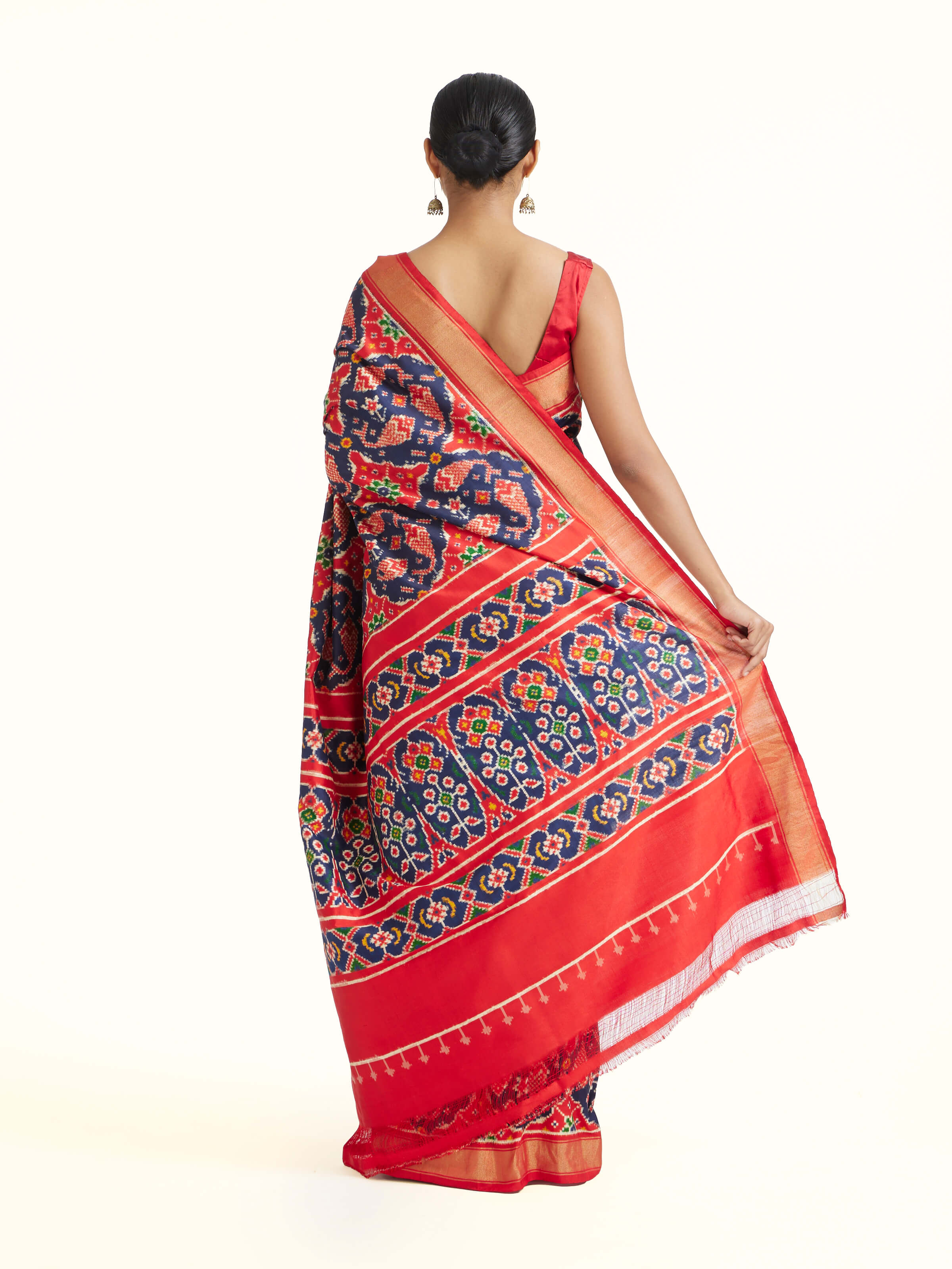 Navy Double Ikat Silk Saree