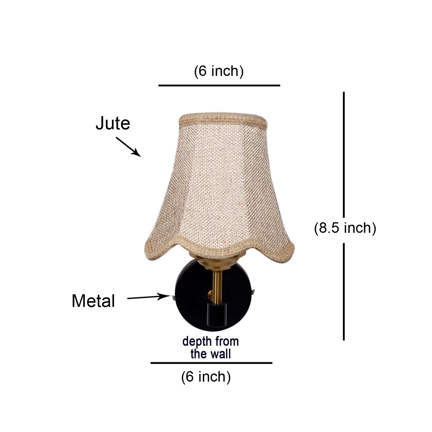 Devansh Gold Wall Mounted Lamp With Beige Jute Shade