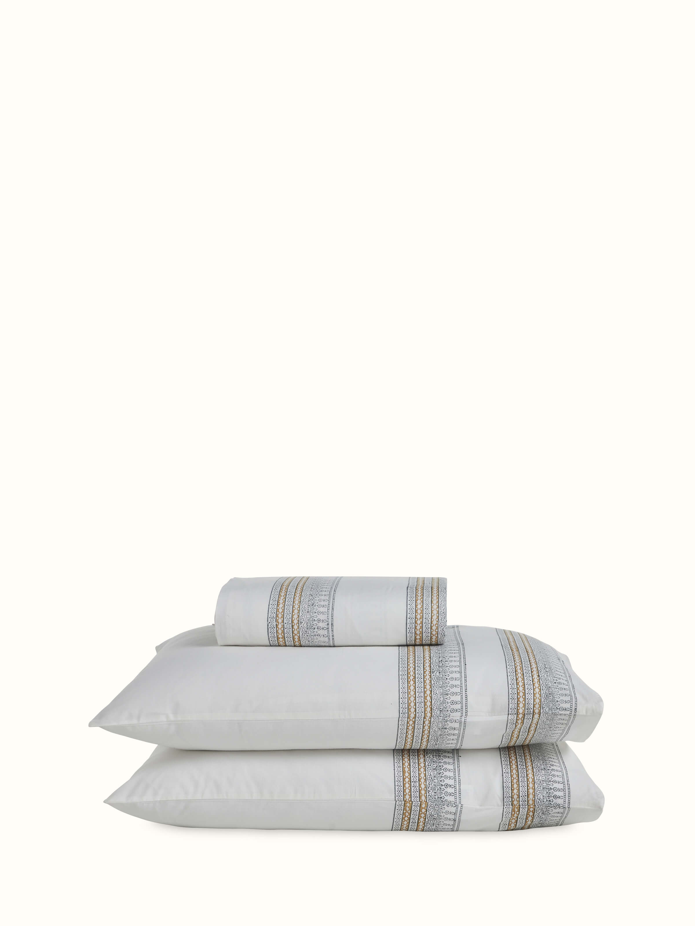 Orion Cotton Sanganeri Hand Block Print Stripe Queen-size Bedsheet Set