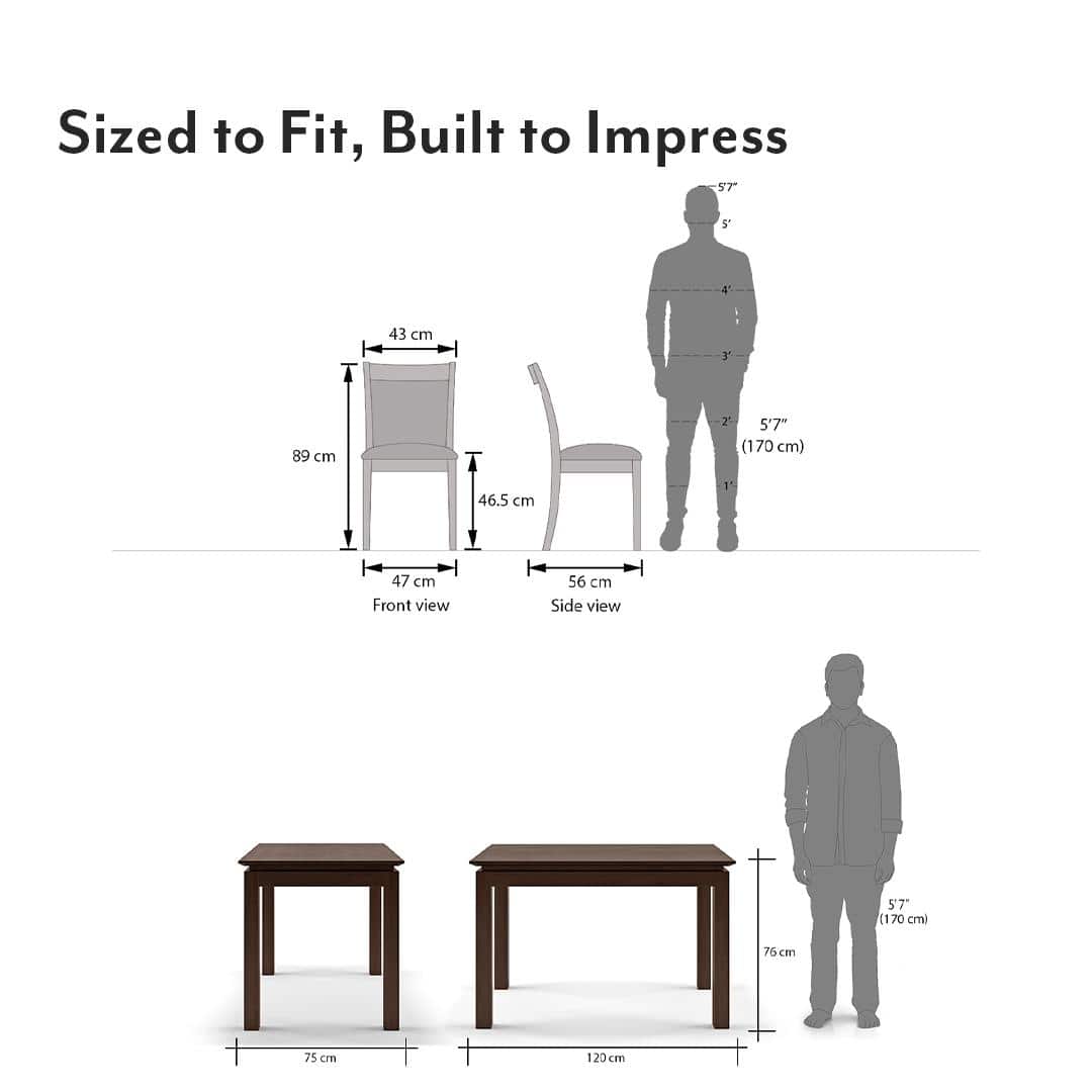 Diner - Dalla 4 Seater Dining Table Set (Colour- Beige, Finish- Dark Walnut)