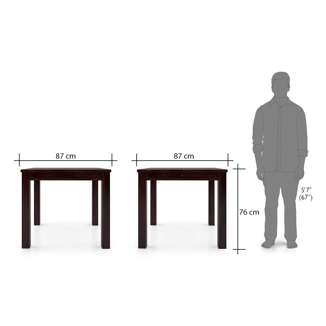 Arabia Solid Wood 4 Seater Storage Dining Table In Mahogany Finish