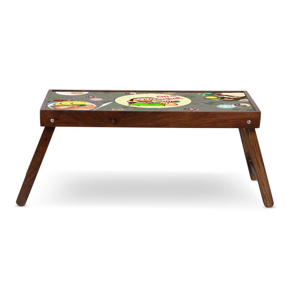 Morning Munchies Solid Wood Bookshelf and Serving Tray In Multicolour