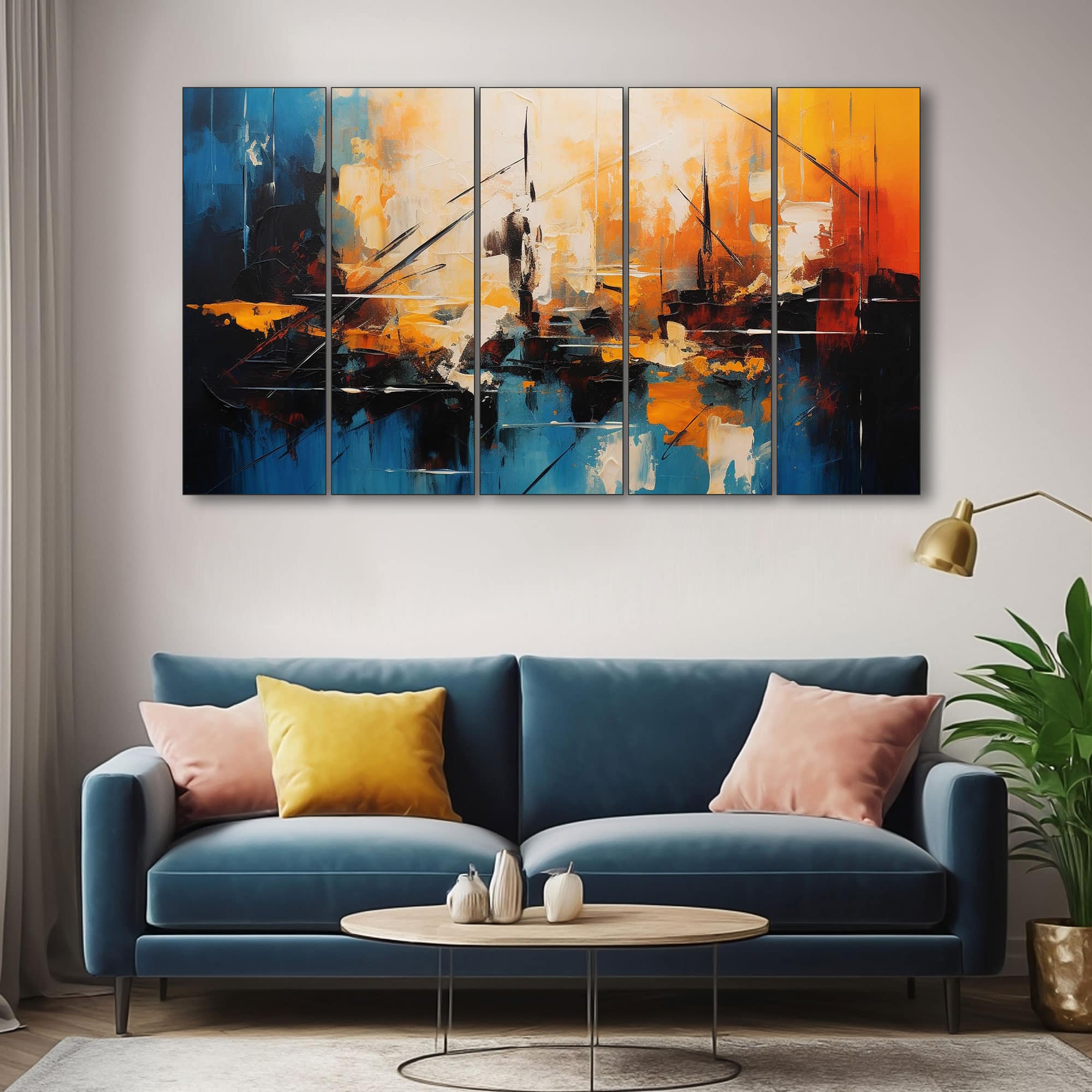 The Castle Decor Abstract Art Wall Painting Wooden Framed Digital Painting 27x48 Inch (Style 22) - The Castle Decor
