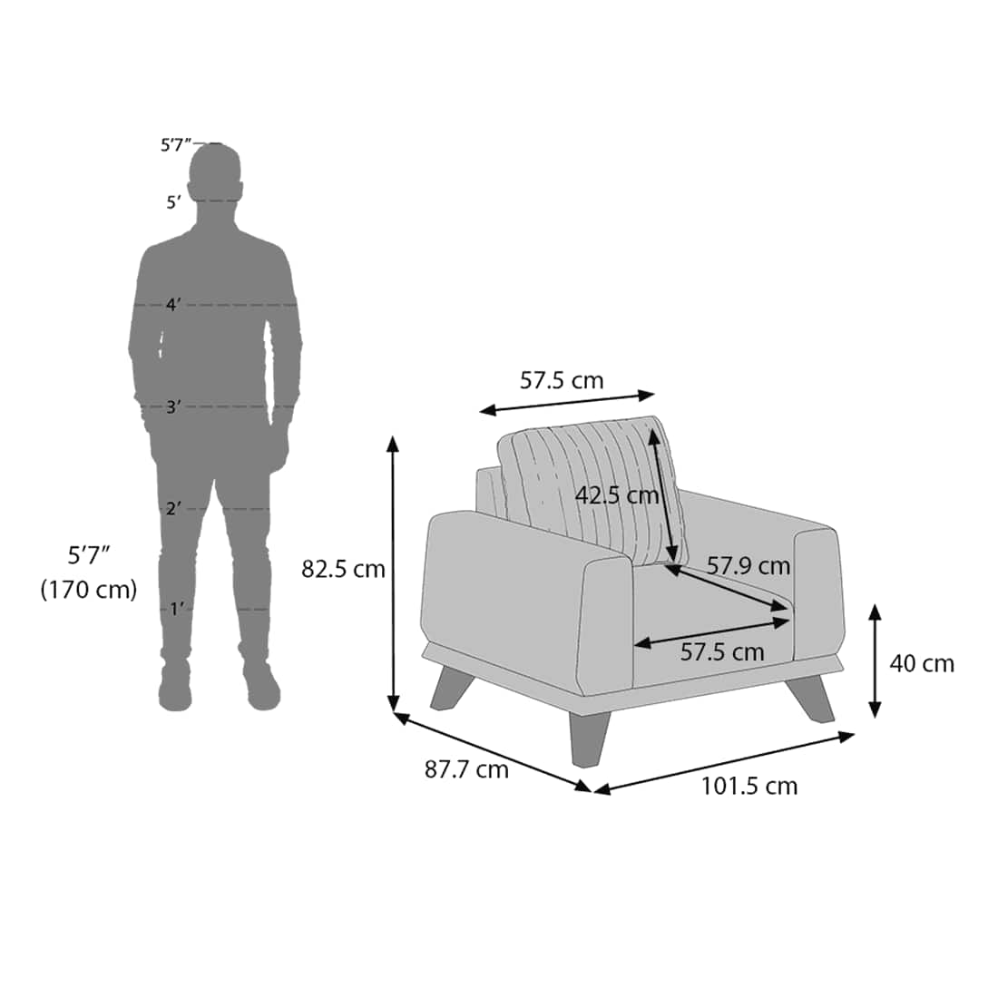 Granada Essential 1 Seater Fabric Sofa In Ocean Weave