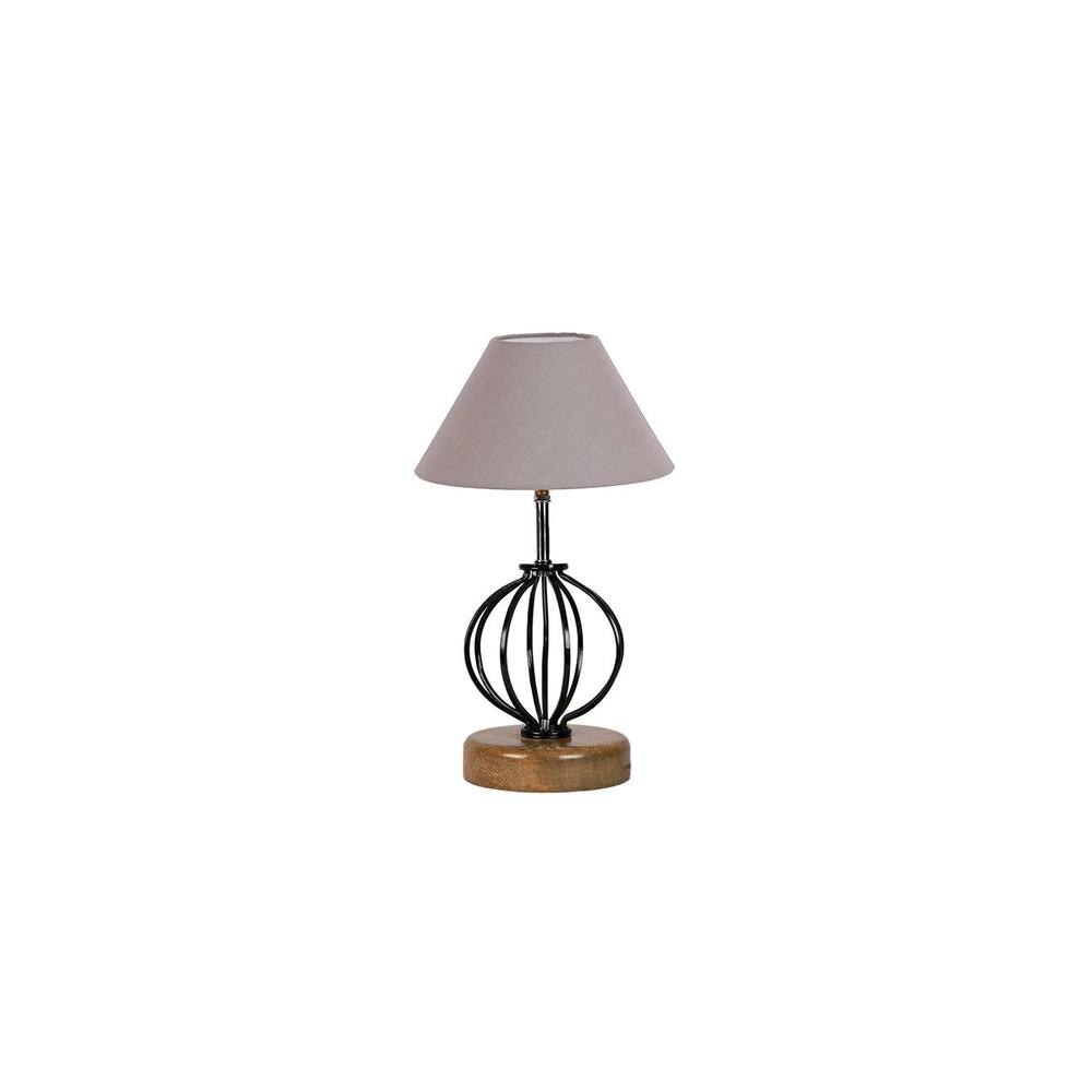 Adriana Grey cotton Table lamp with Wood & Iron Base