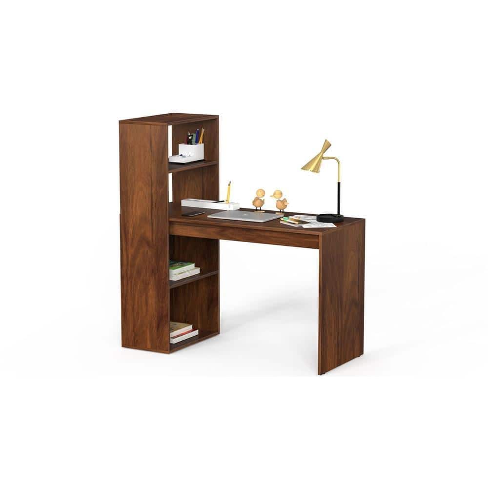 Radisso Engineered Wood Study and Computer Laptop Table for Home or Office, WFH Desk, with Storage Shelves for Books and Décor Display for Adults Kids Students (Brown Maple)