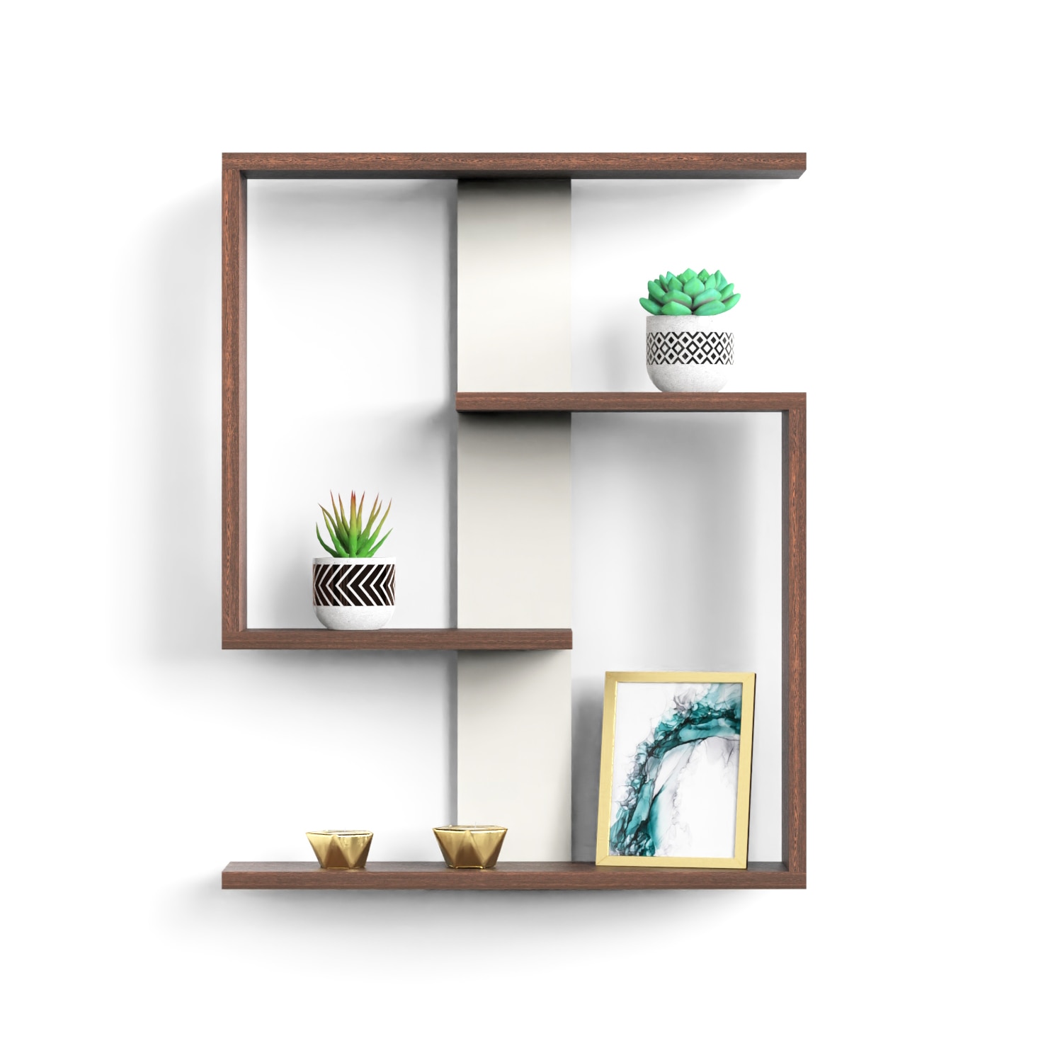 BLUEWUD Easton Engineered Wood Wall Shelf, Display Rack, 3 Shelves (Wenge & White)…