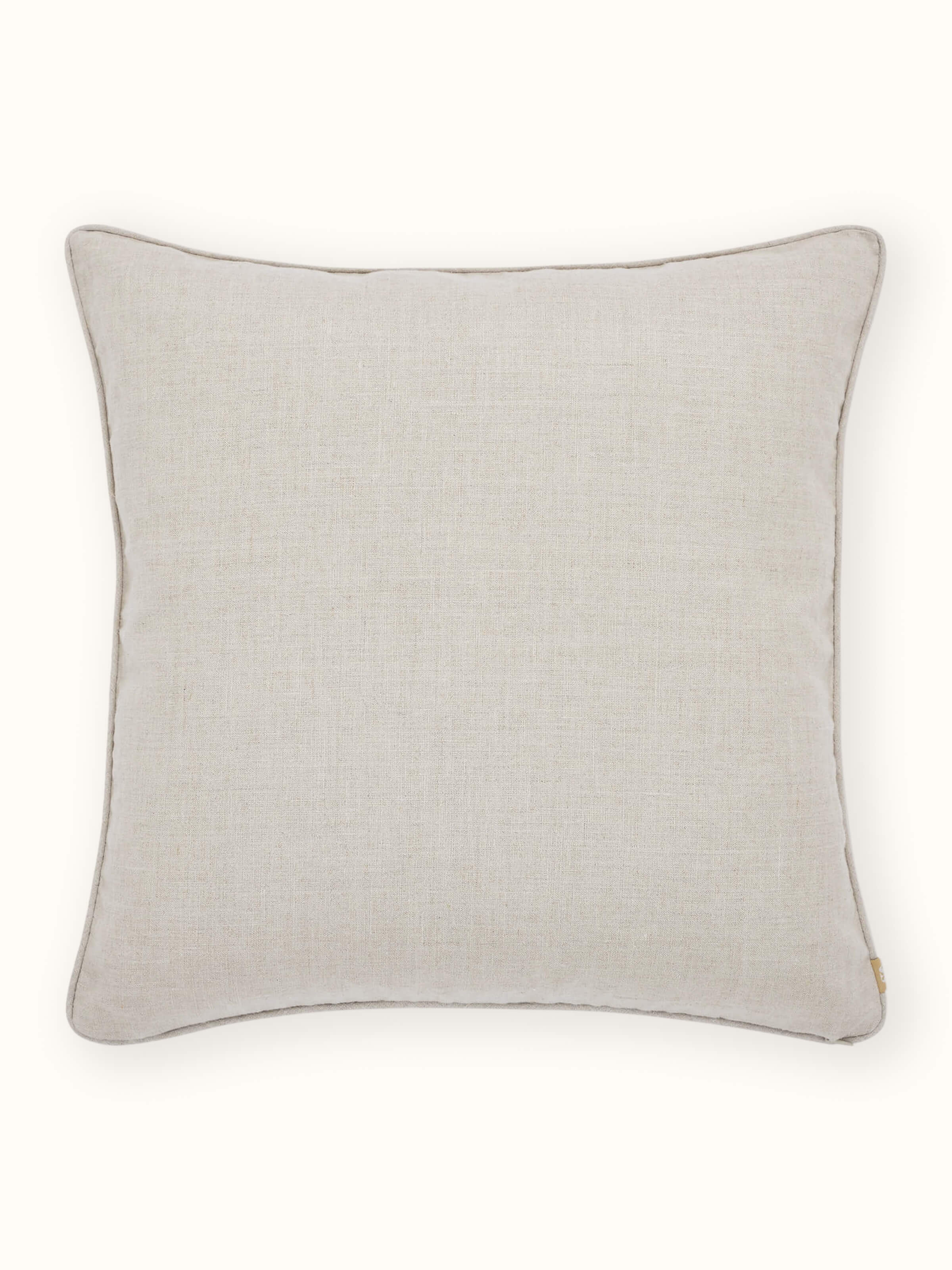 Mansur Peach Jaal Linen Kashmir Chain Stitch Hand Embroidery Cushion Cover