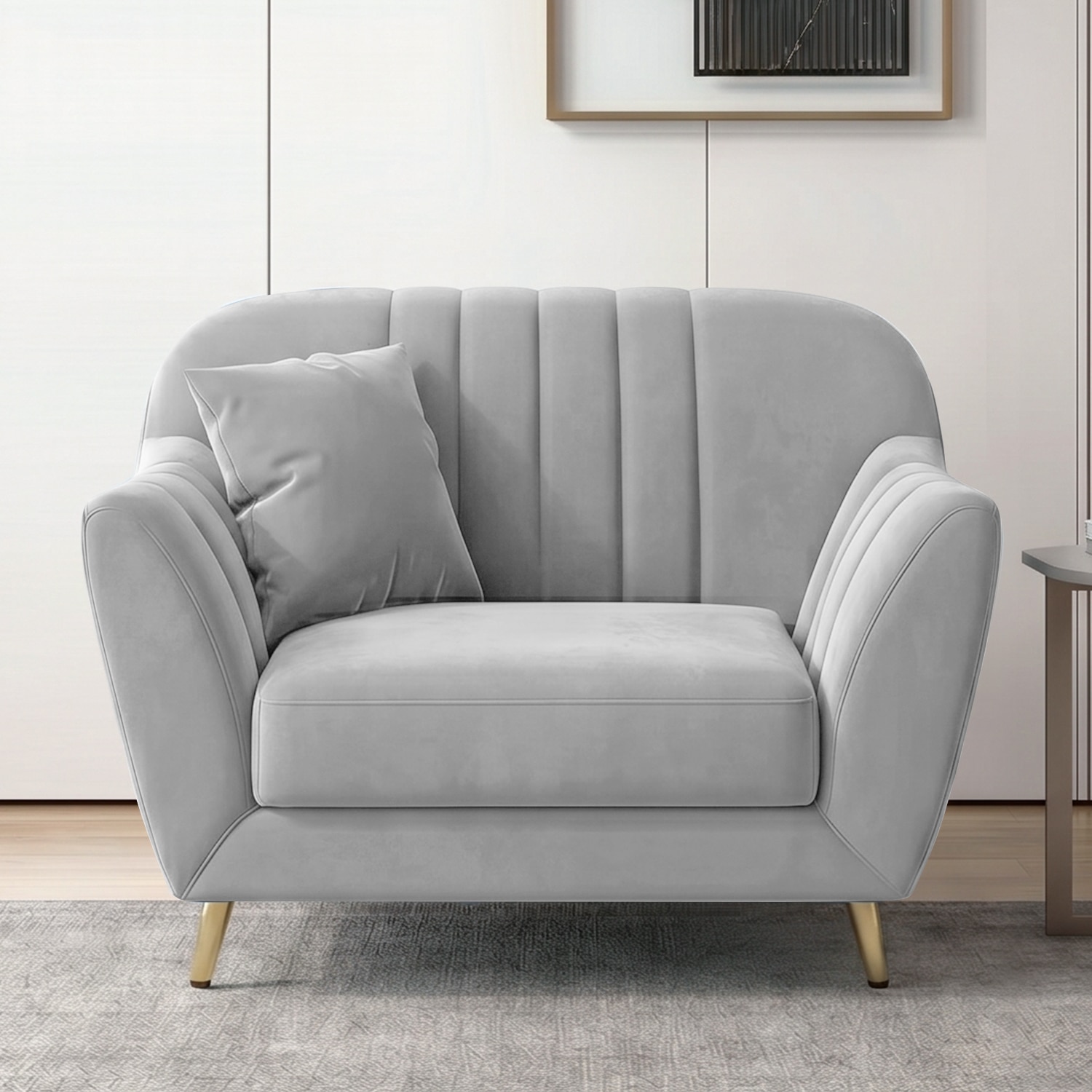 Rivo Velvet 1 Seater Sofa in Grey Color - Home Lifestylez