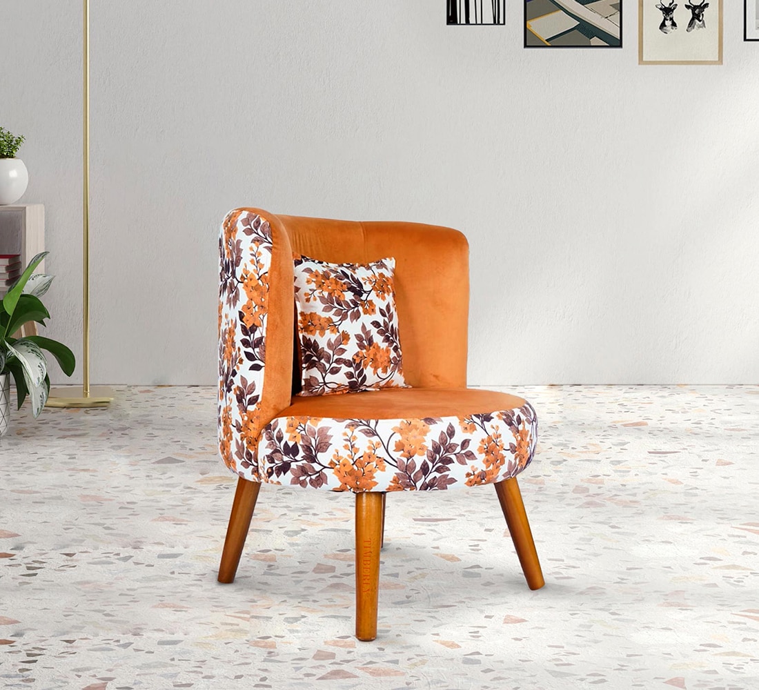 Easy Lounge Chair with Cushion in Golden Color - KURSIWALLAH