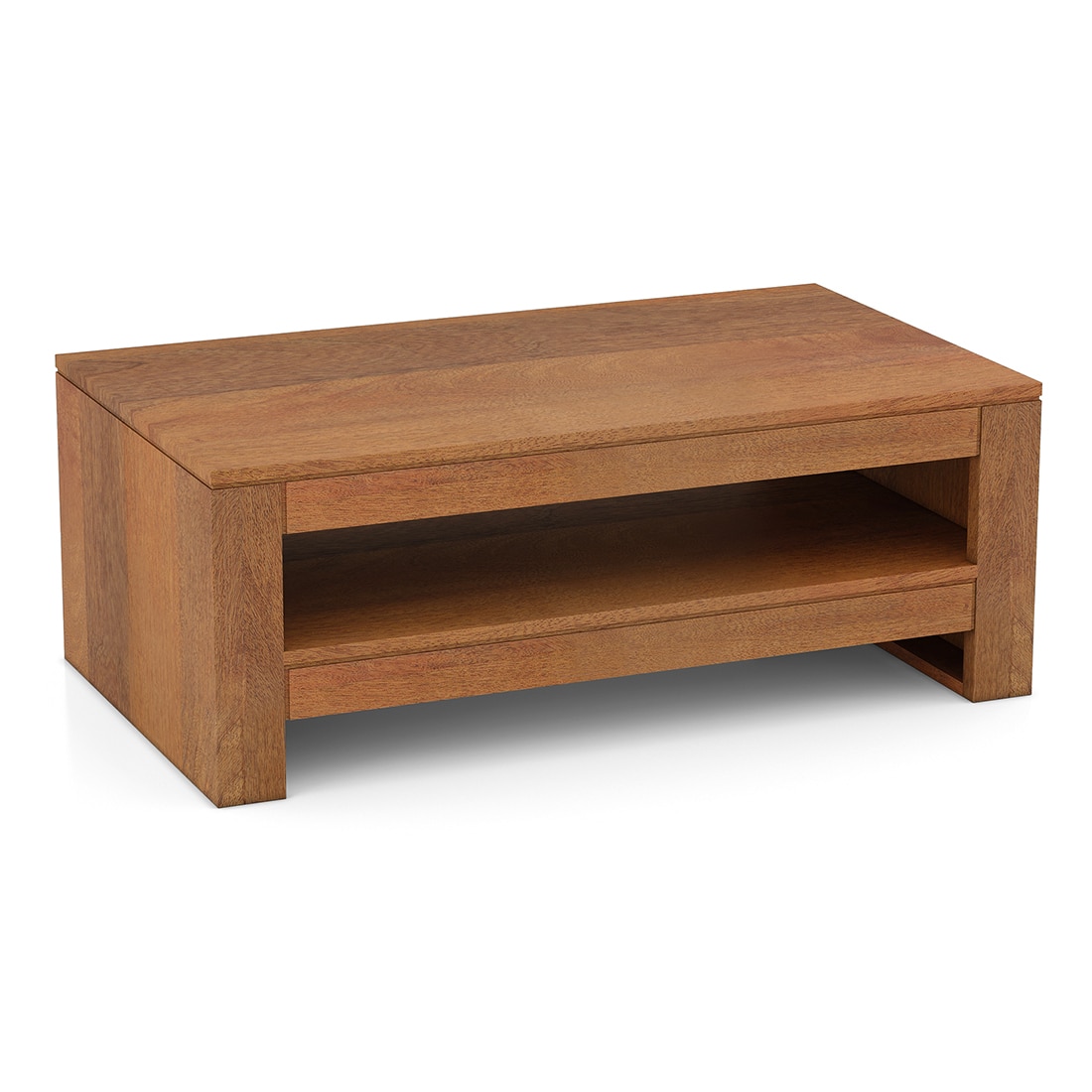 Epsilon Solid Wood Coffee Table In Amber Walnut Finish