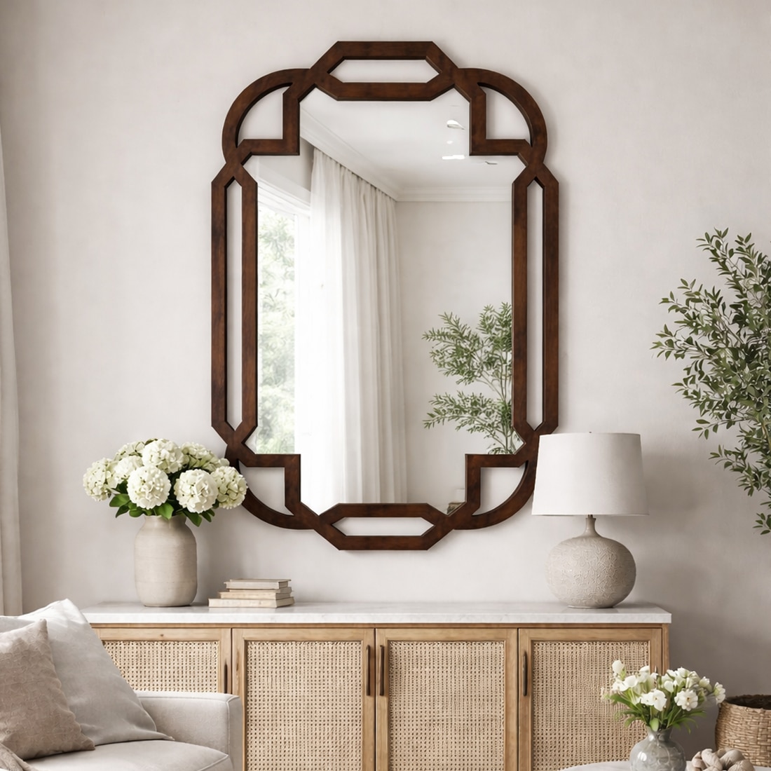 Portico Mirror Full Size in Wallnut Finish