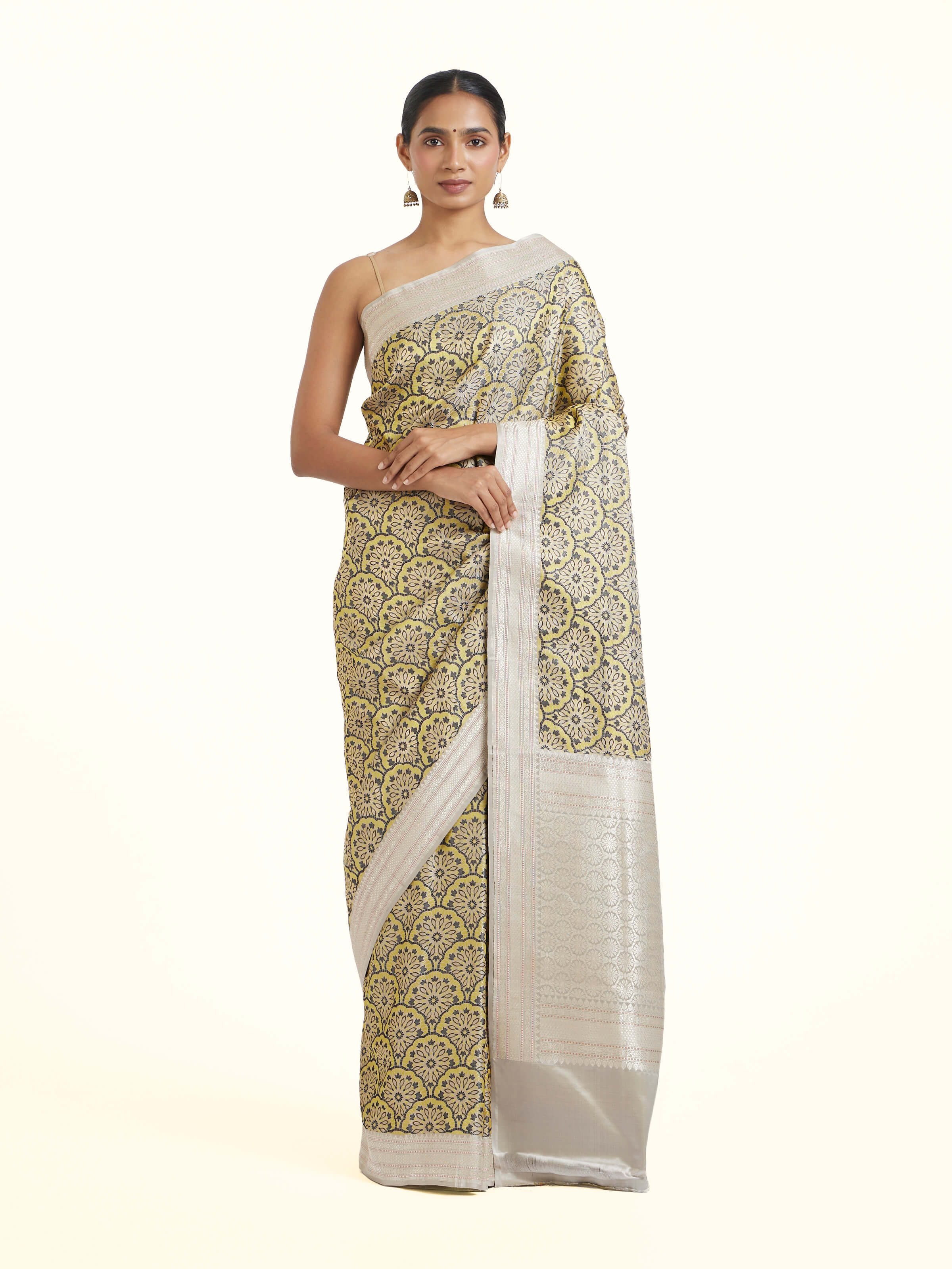 Yellow Banarasi Brocade Saree