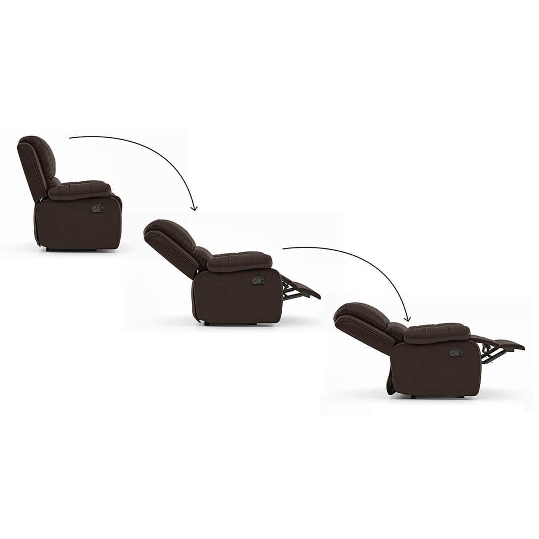 Lebowski Leatherette One Seater Manual Recliner in Espresso Colour