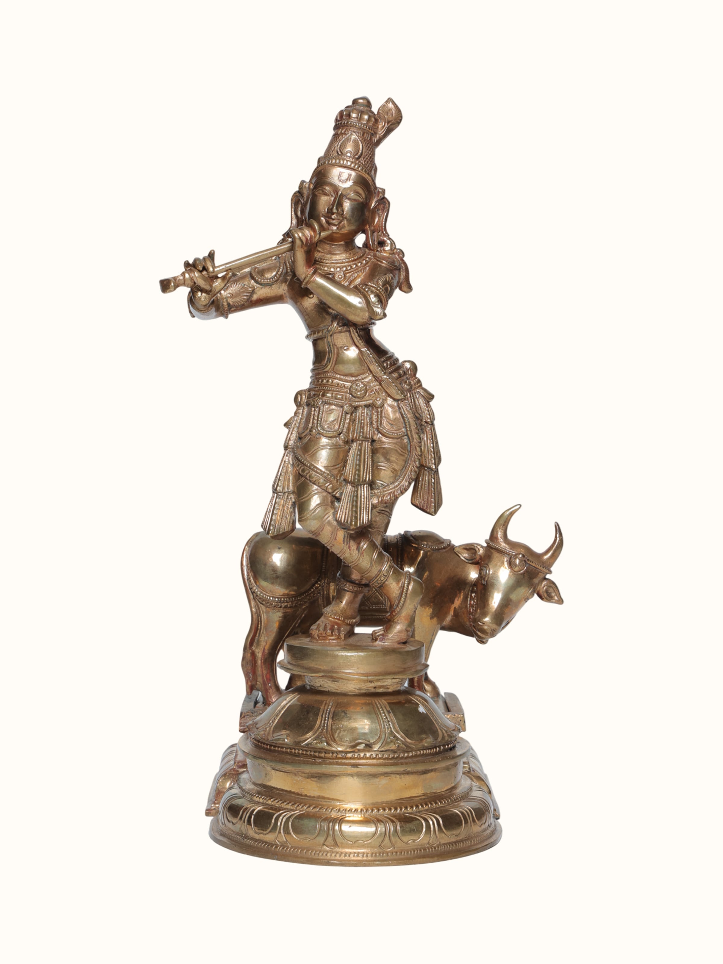 Bronze Cast Cow Krishna Idol