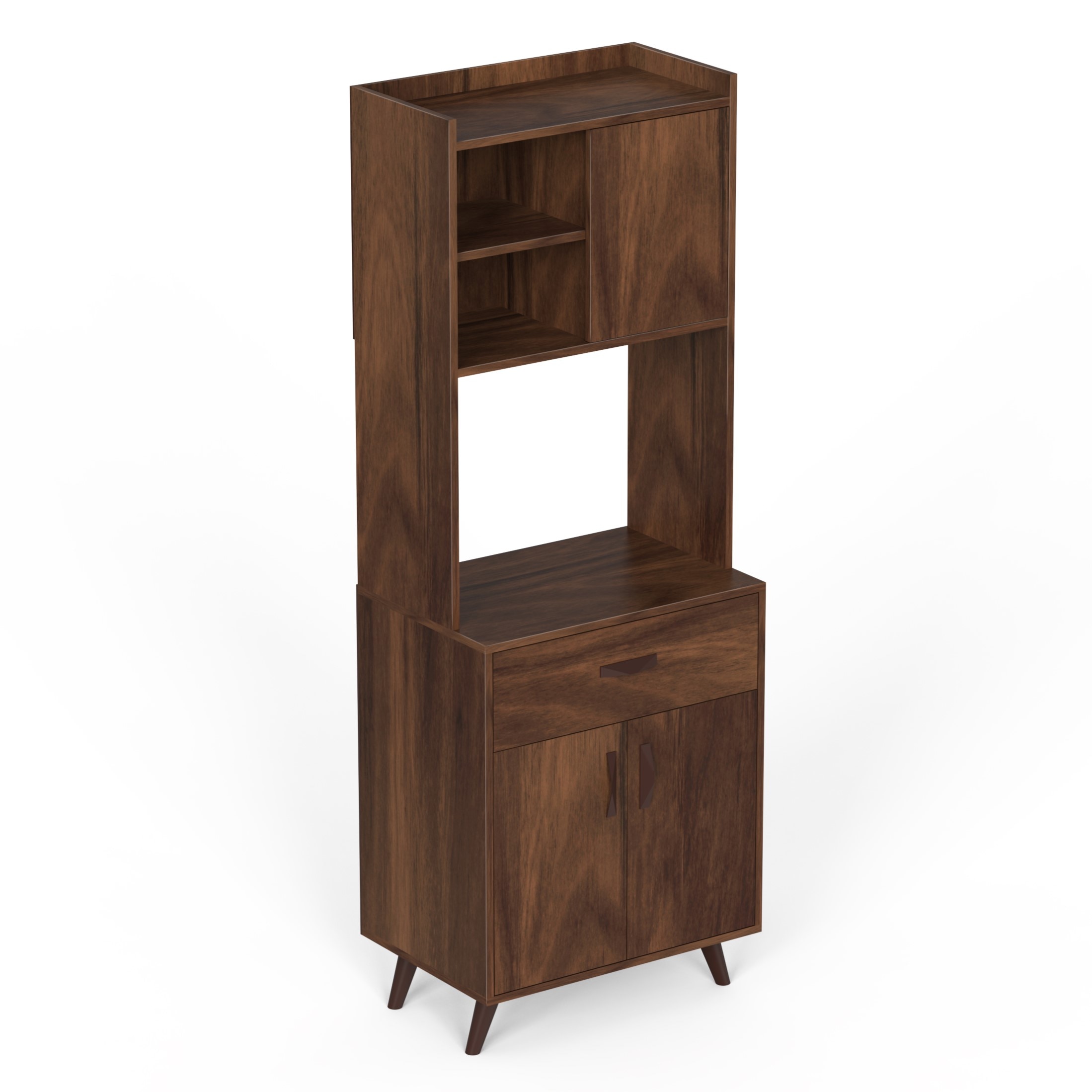 BLUEWUD Serrenh Engineered Wood Kitchen Cabinet Rack, Microwave Stand, Crockery Storage Cabinet Unit for Kitchen Utensils, Jars, Spices, Modular Cupboard for Home & Kitchen DIY (Brown Maple)