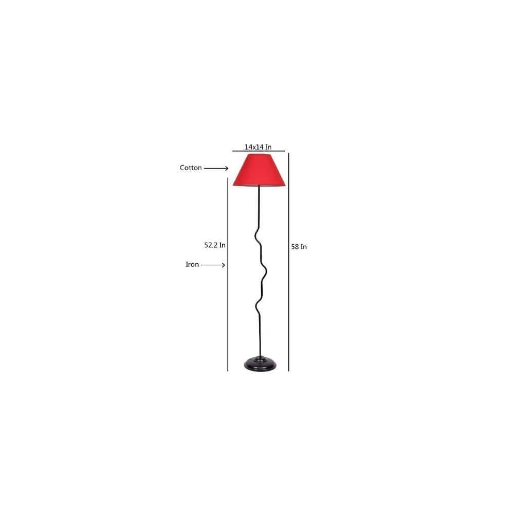 Edison Red Fabric Floor Lamp with Black Iron Base