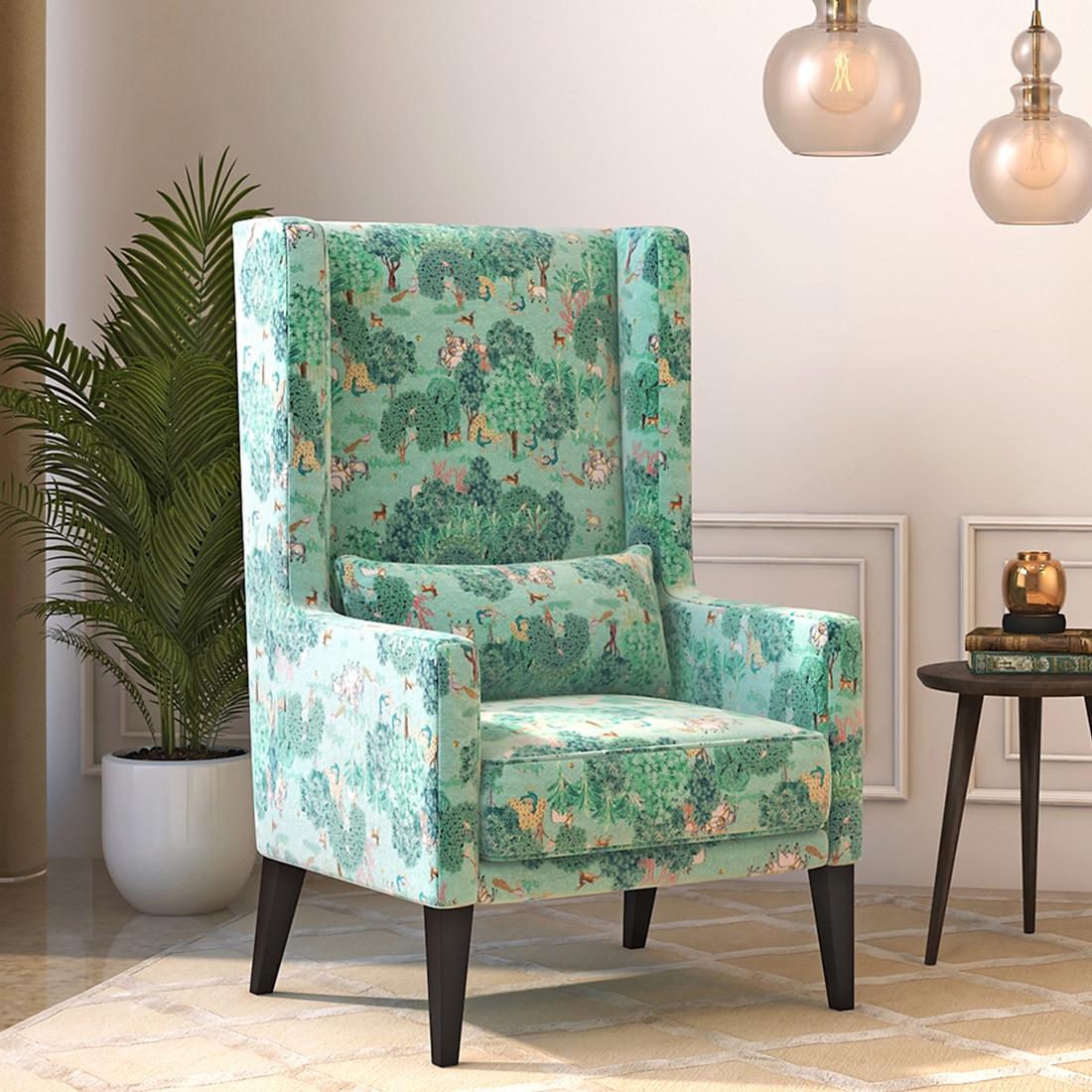 Morgen Lounge Chair in Chitra Velvet Colour - Urban Ladder