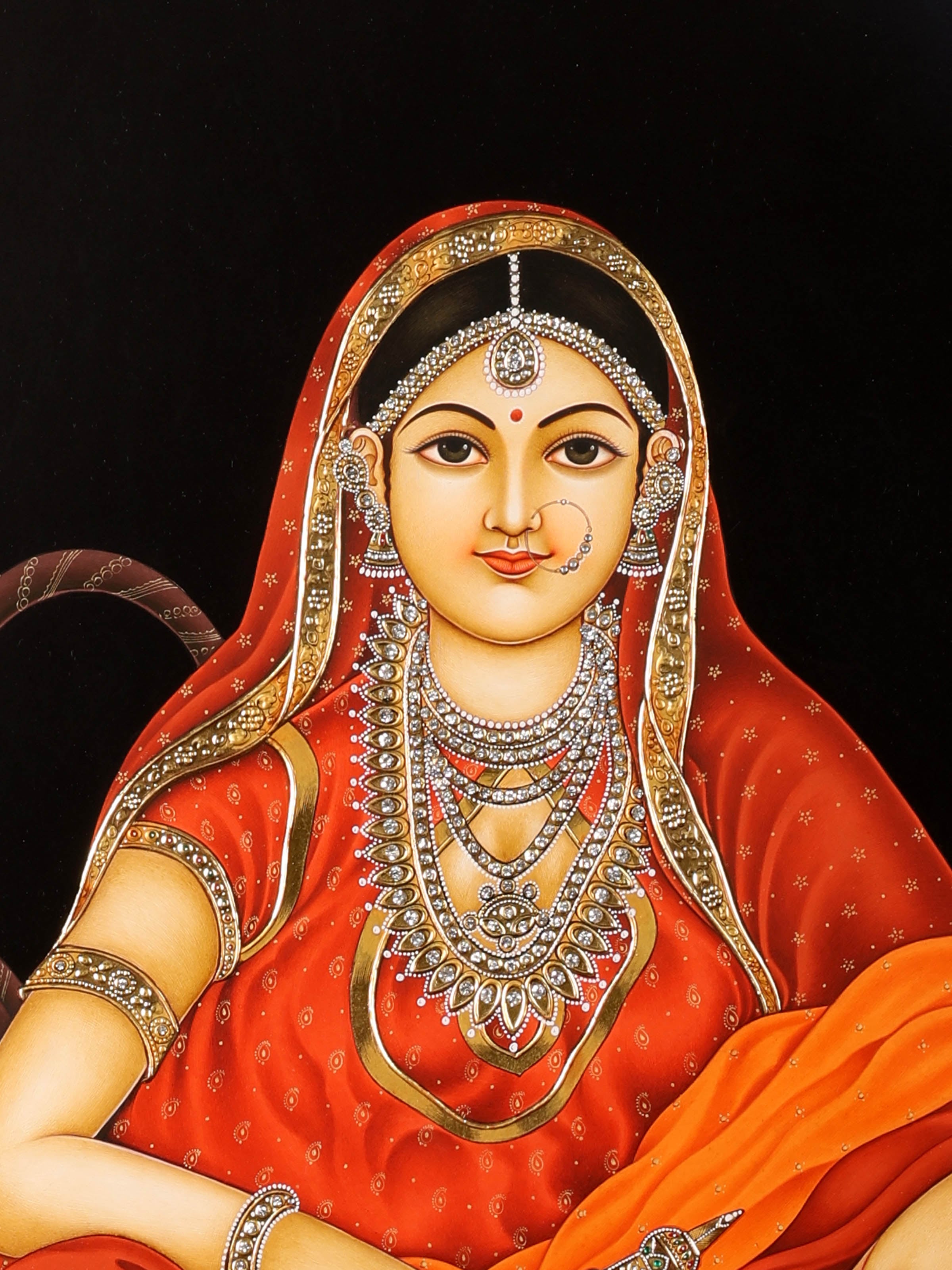 Raja-rani Miniature Real Gold Painting