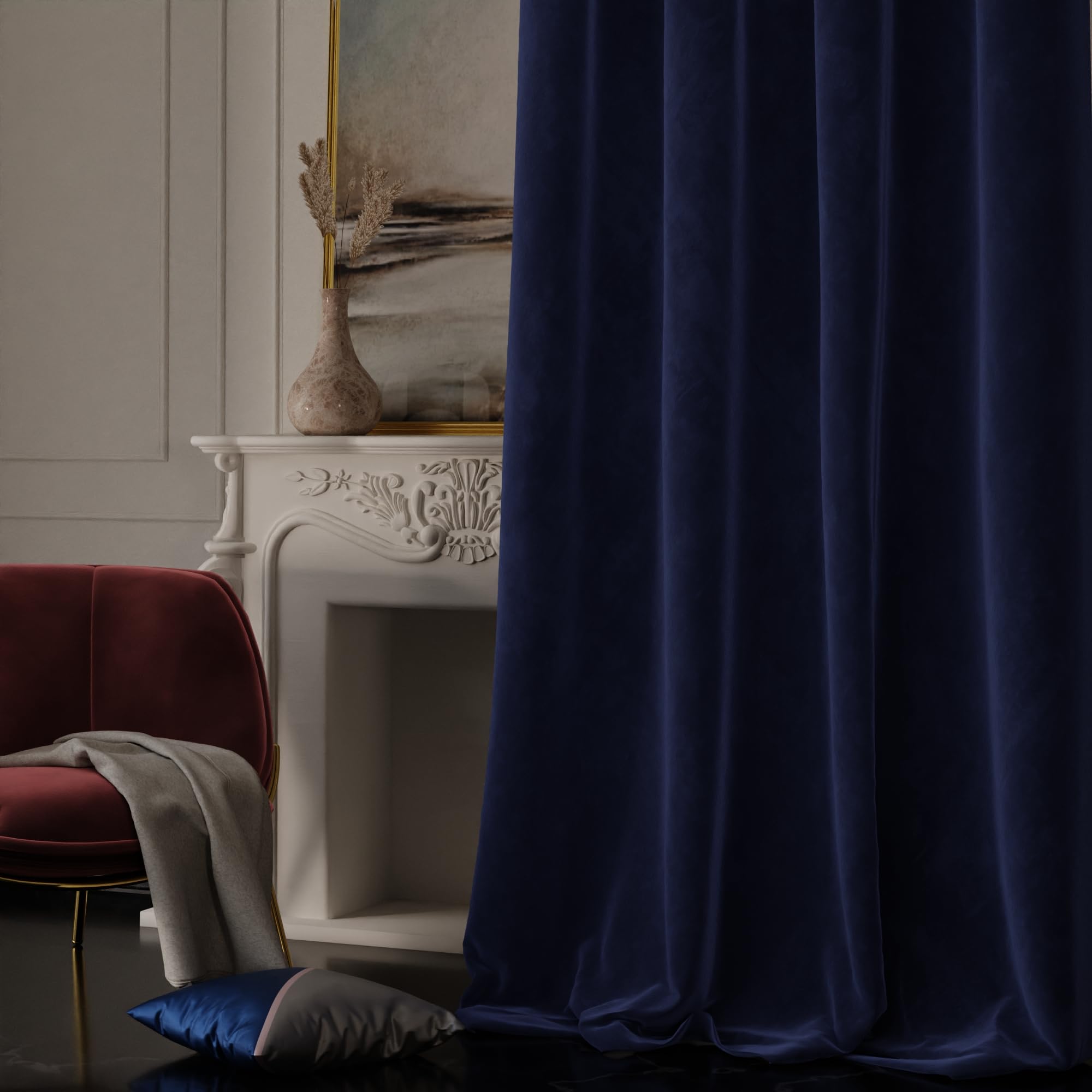 Stoa Paris Velvet Long Door Curtains, Premium Dim-Out Curtain for Pack of 1, Date Night - Blue Enigma