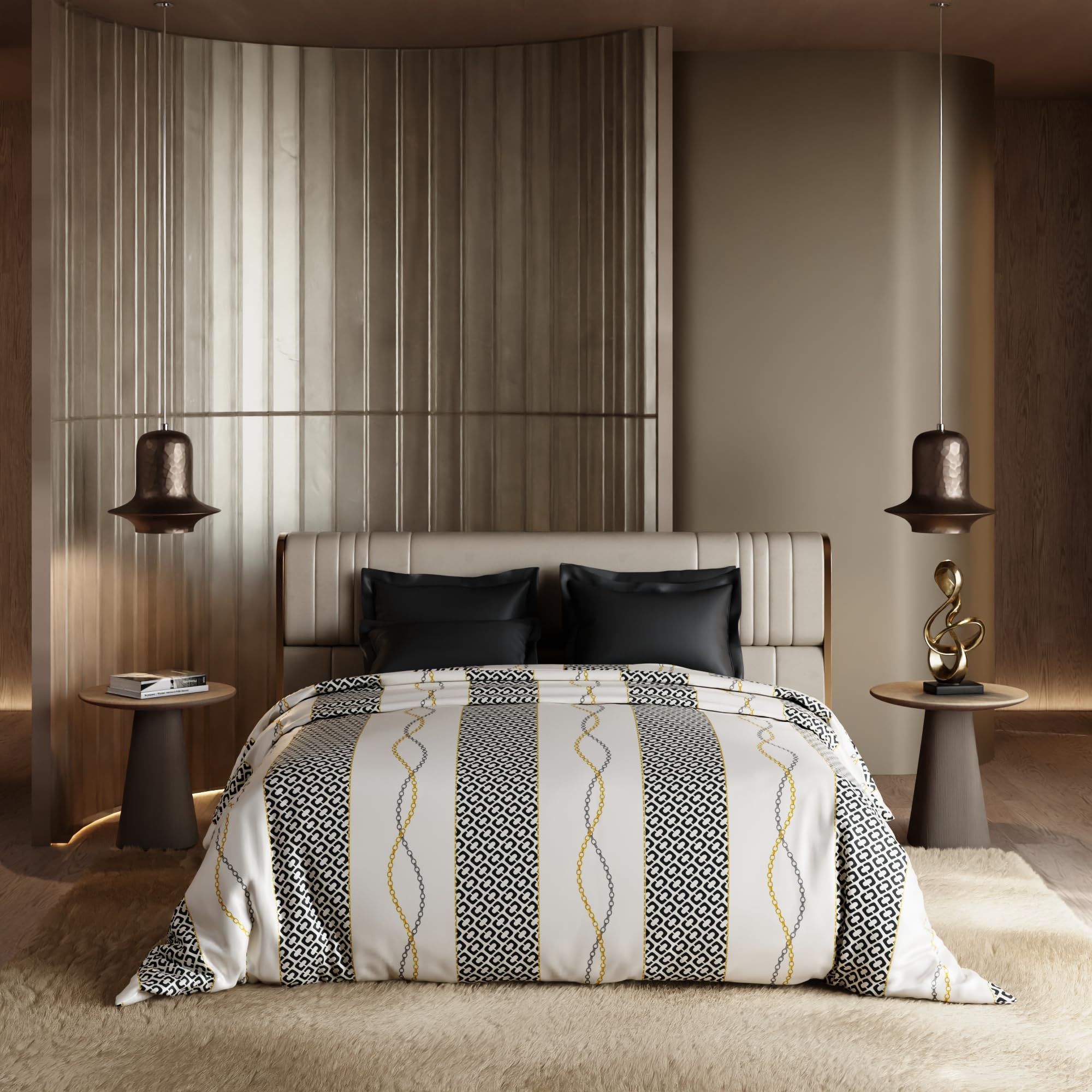 Stoa Paris Satin Comforter, 300TC Comforters for King Size Bed or King Deep Black - Stoa Paris