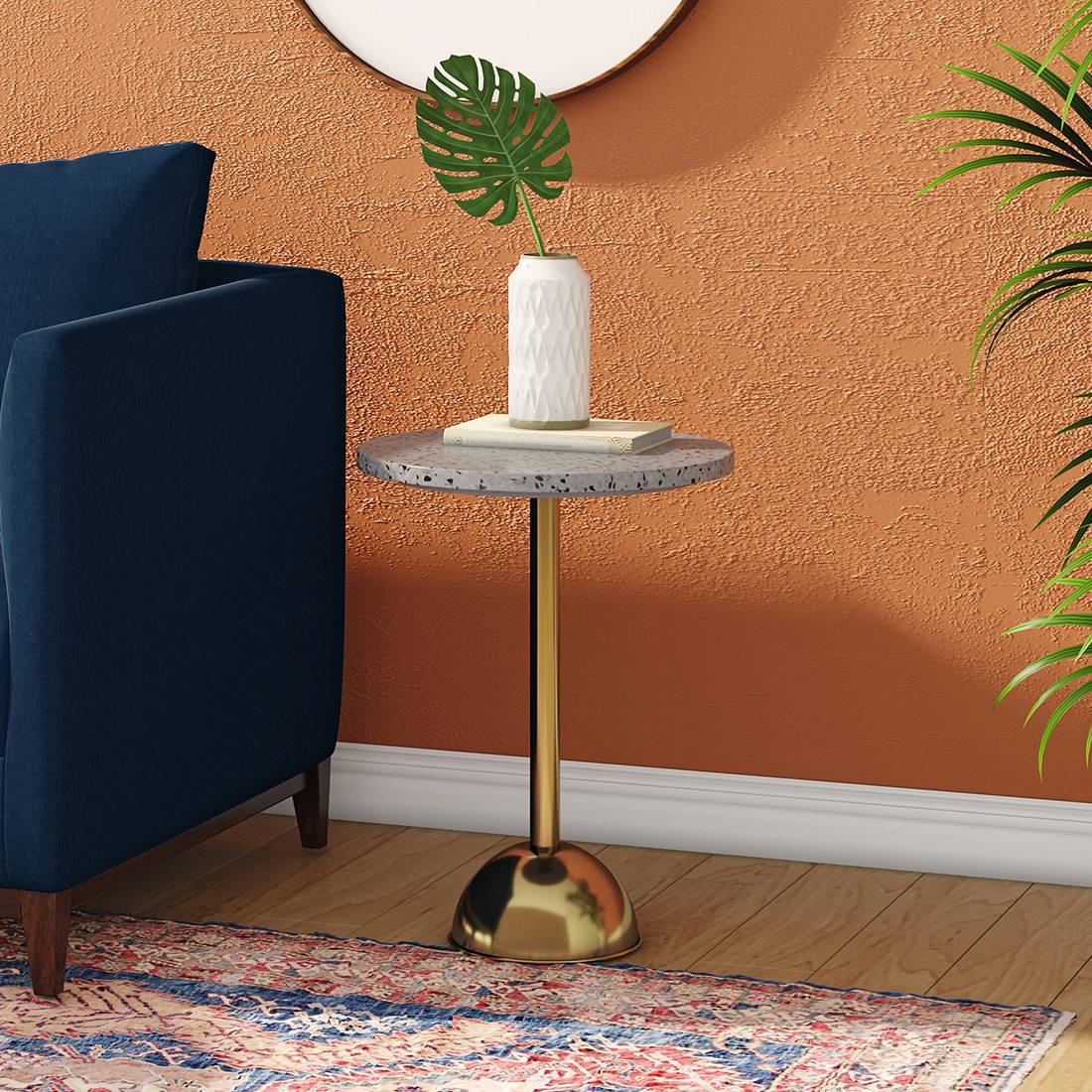 Leon Metal Side Table in Brass Finish