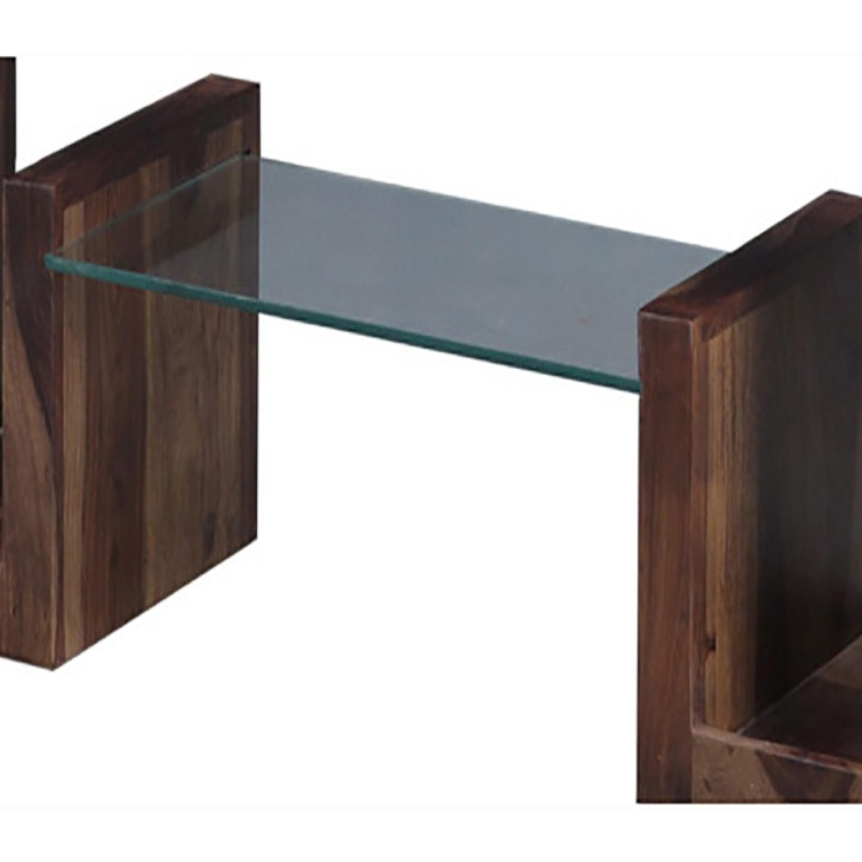 Allen Sheesham Wood Minimalist Tv Entertainment Unit For Tv Upto 55 Inch In Provisional Teak Finish